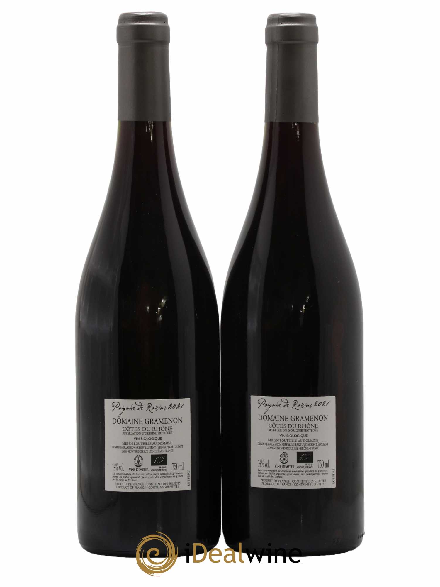 Côtes-du-Rhône Poignée de raisins Gramenon (Domaine) 2021 - Lot de 2 bouteilles - 1