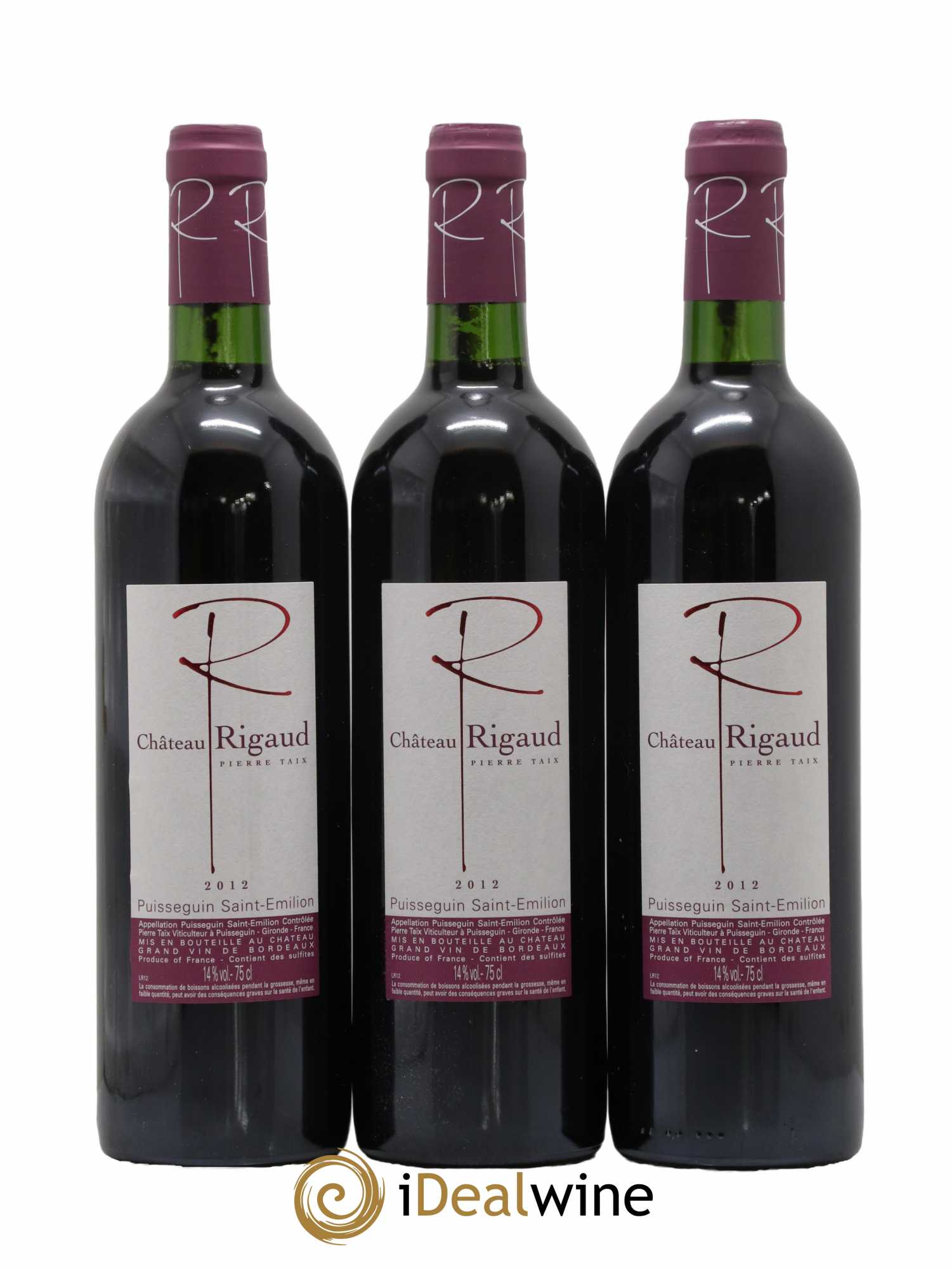 Puisseguin Saint-Émilion Château Rigaud 2012 - Lot de 3 bouteilles - 0
