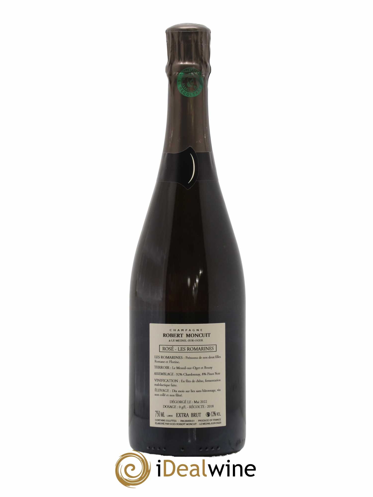 Champagne - Grand cru Extra brut Les Romarines Domaine Robert Moncuit 2018 - Lot de 1 bouteille - 1