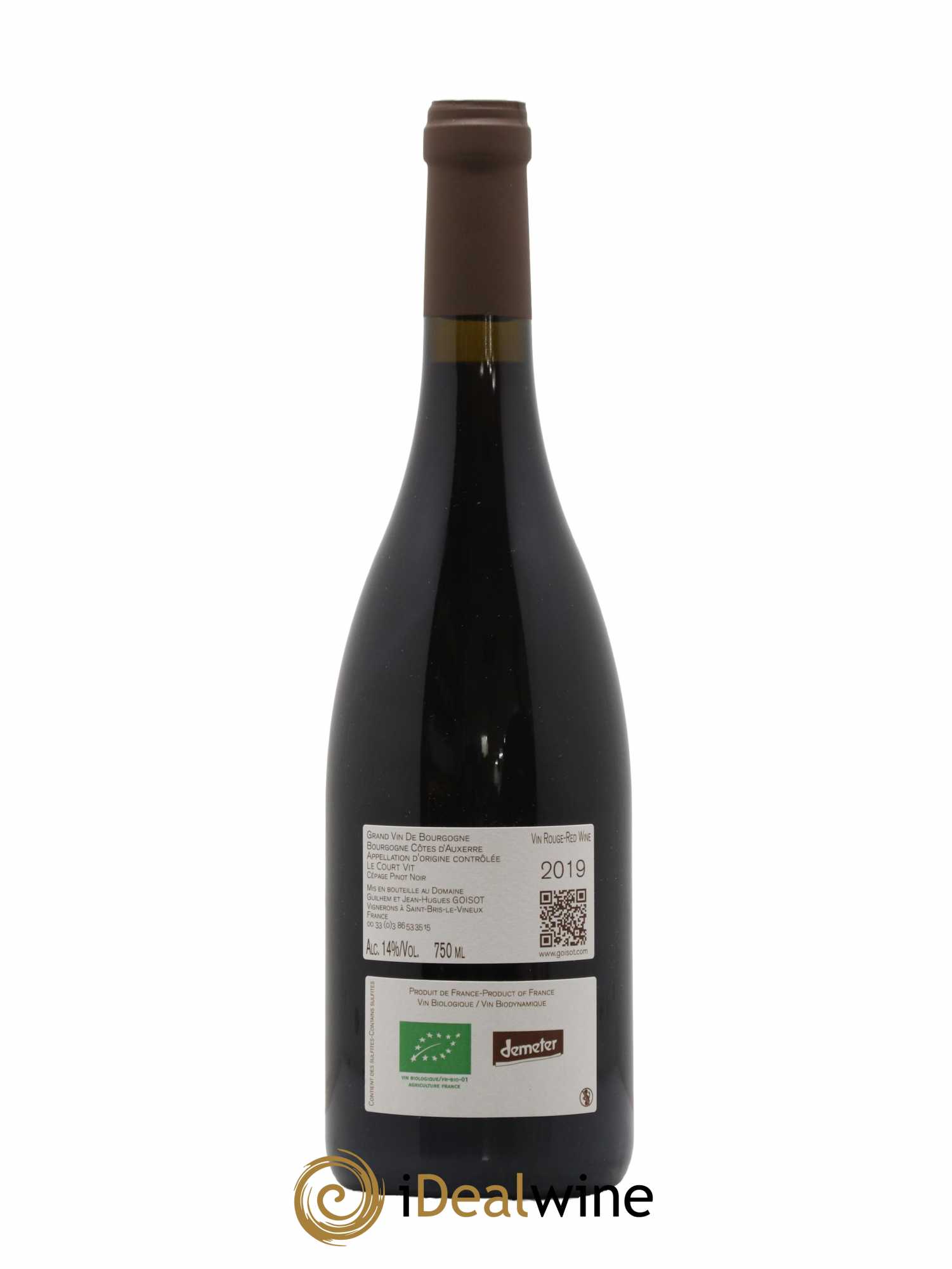 Bourgogne Côtes d'Auxerre Le Court Vit Goisot 2019 - Lot de 1 bouteille - 1