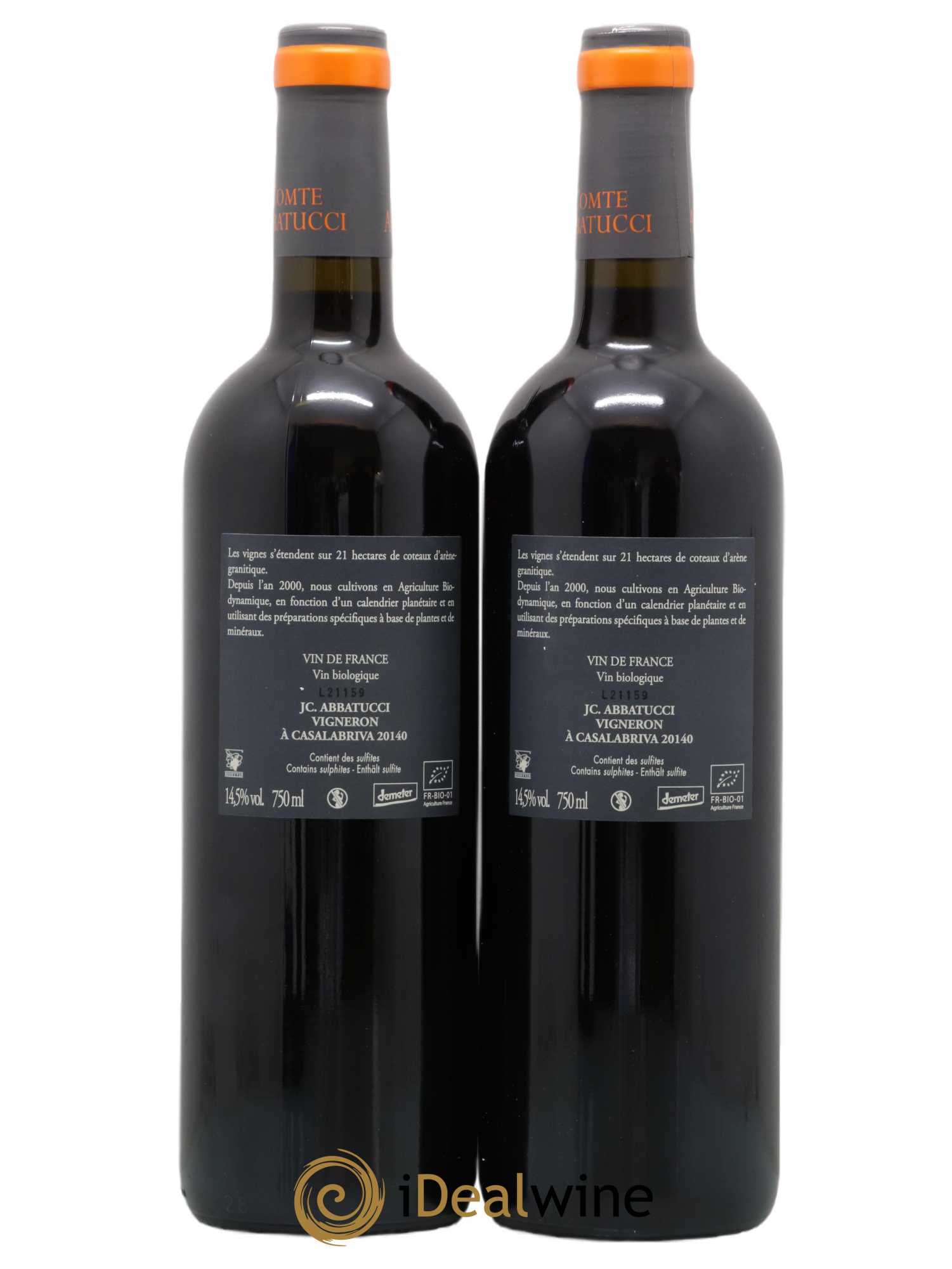 Vin de France Faustine Vieilles Vignes Comte Abbatucci (Domaine) 2021 - Lot de 2 bouteilles - 1