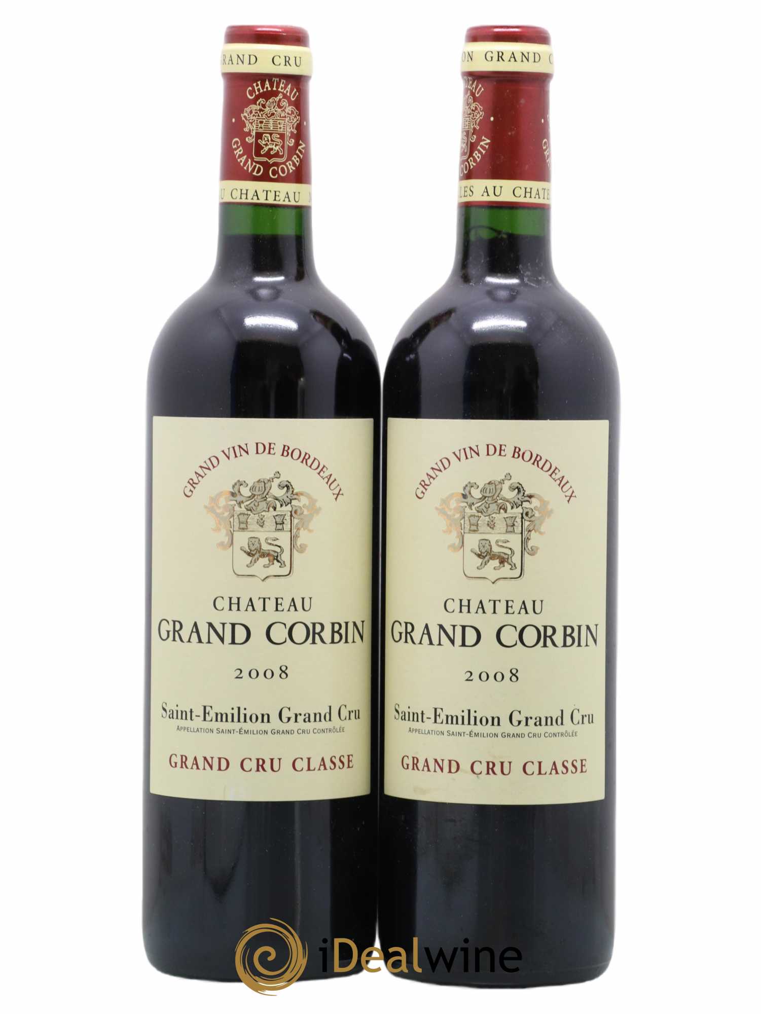 Château Grand Corbin Grand Cru Classé 2008 - Lot de 2 bouteilles - 0