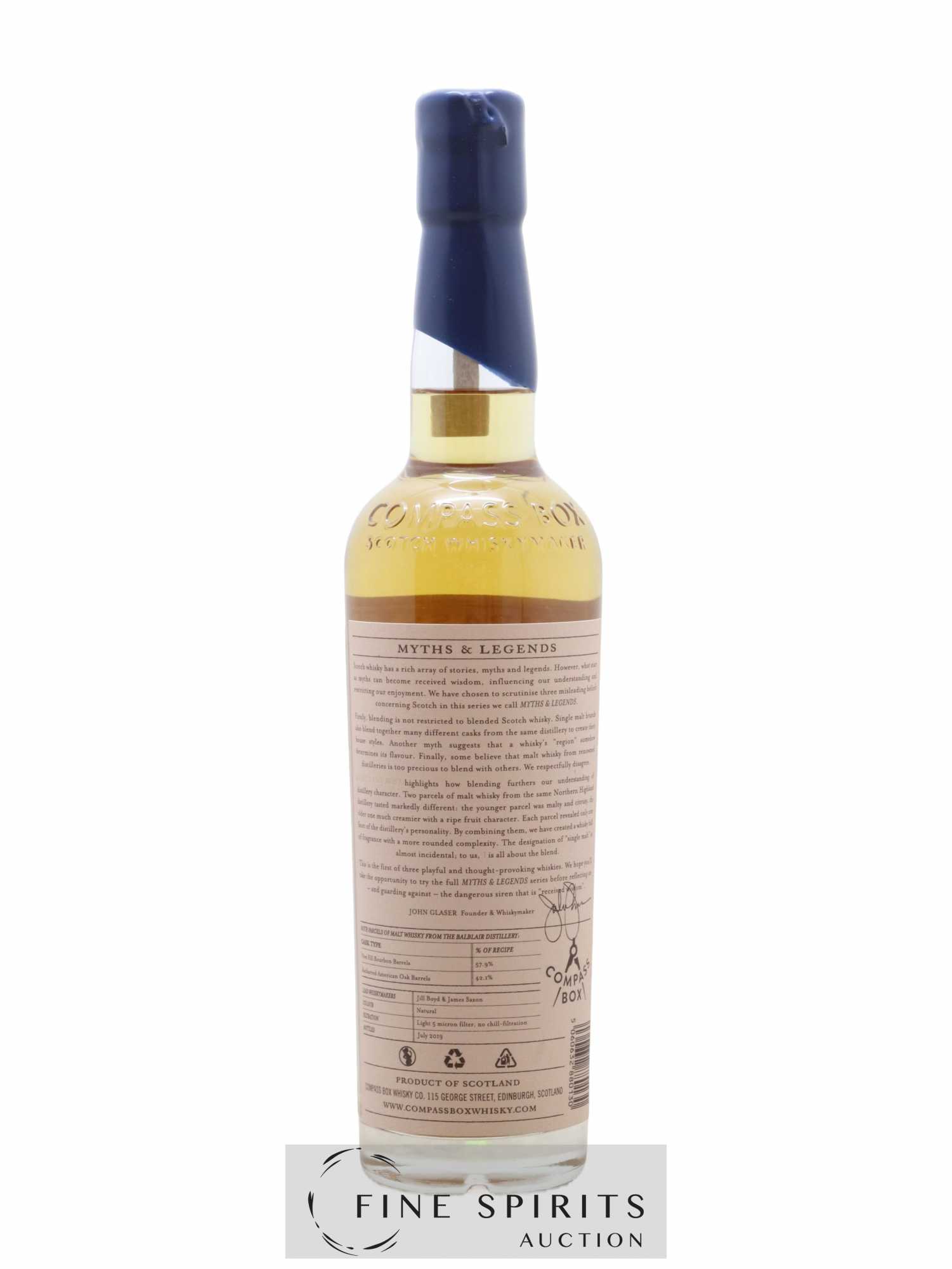 Myths & Legends I Compass Box One of 4394 - bottled 2019 Limited Edition - Posten von 1 Flasche - 2