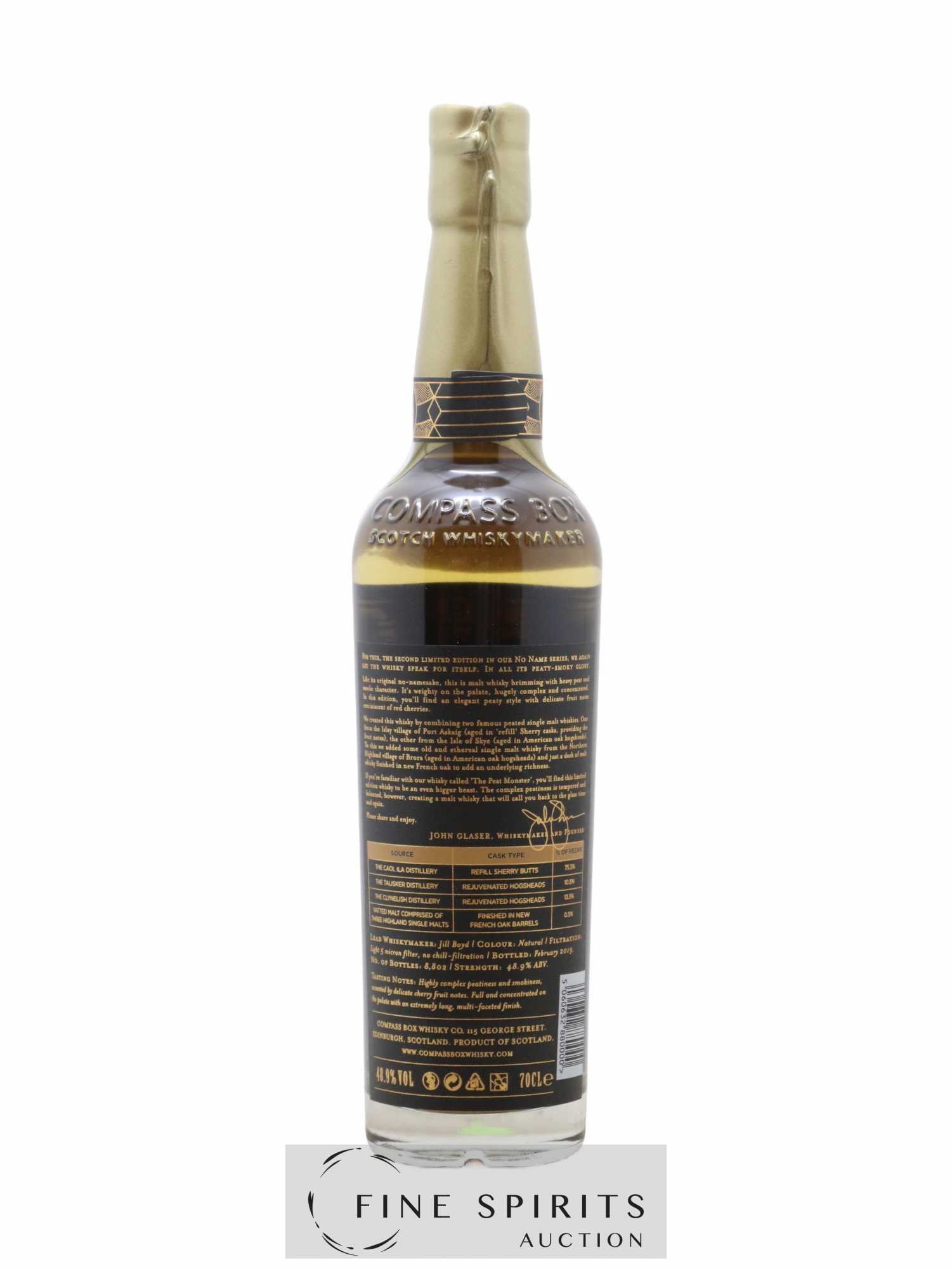 No Name n°2 Compass Box One of 8802 - bottled 2019 Limited Edition - Lot de 1 bouteille - 2