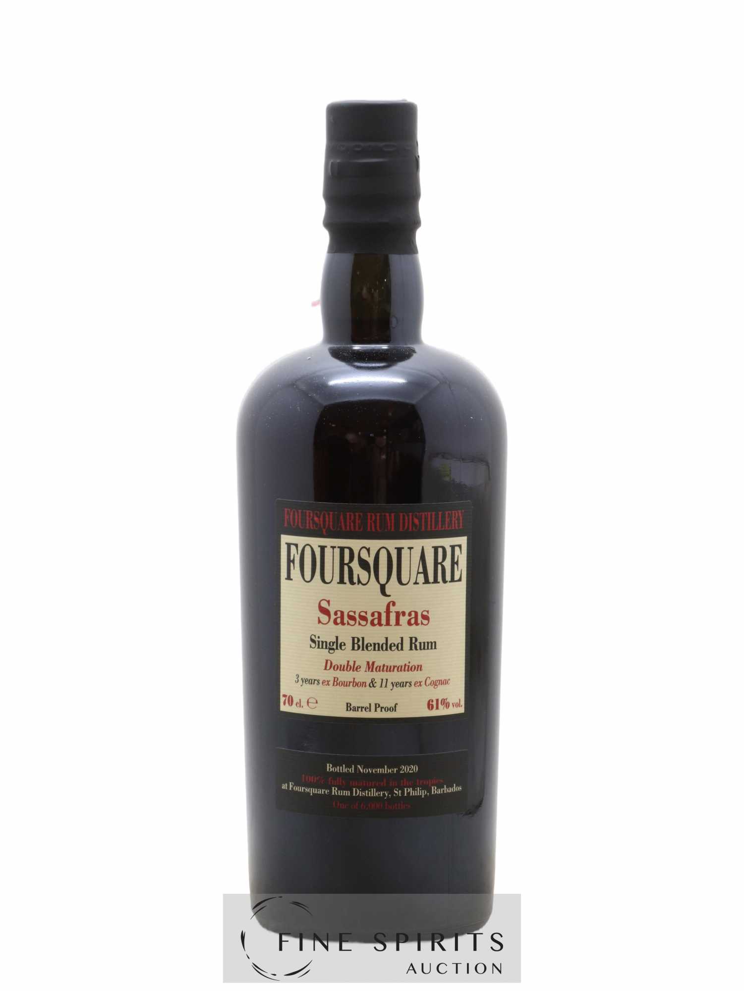 Foursquare Of. Sassafras Barrel Proof - One of 6000 - bottled 2020 Double Maturation - Lot de 1 bouteille - 1