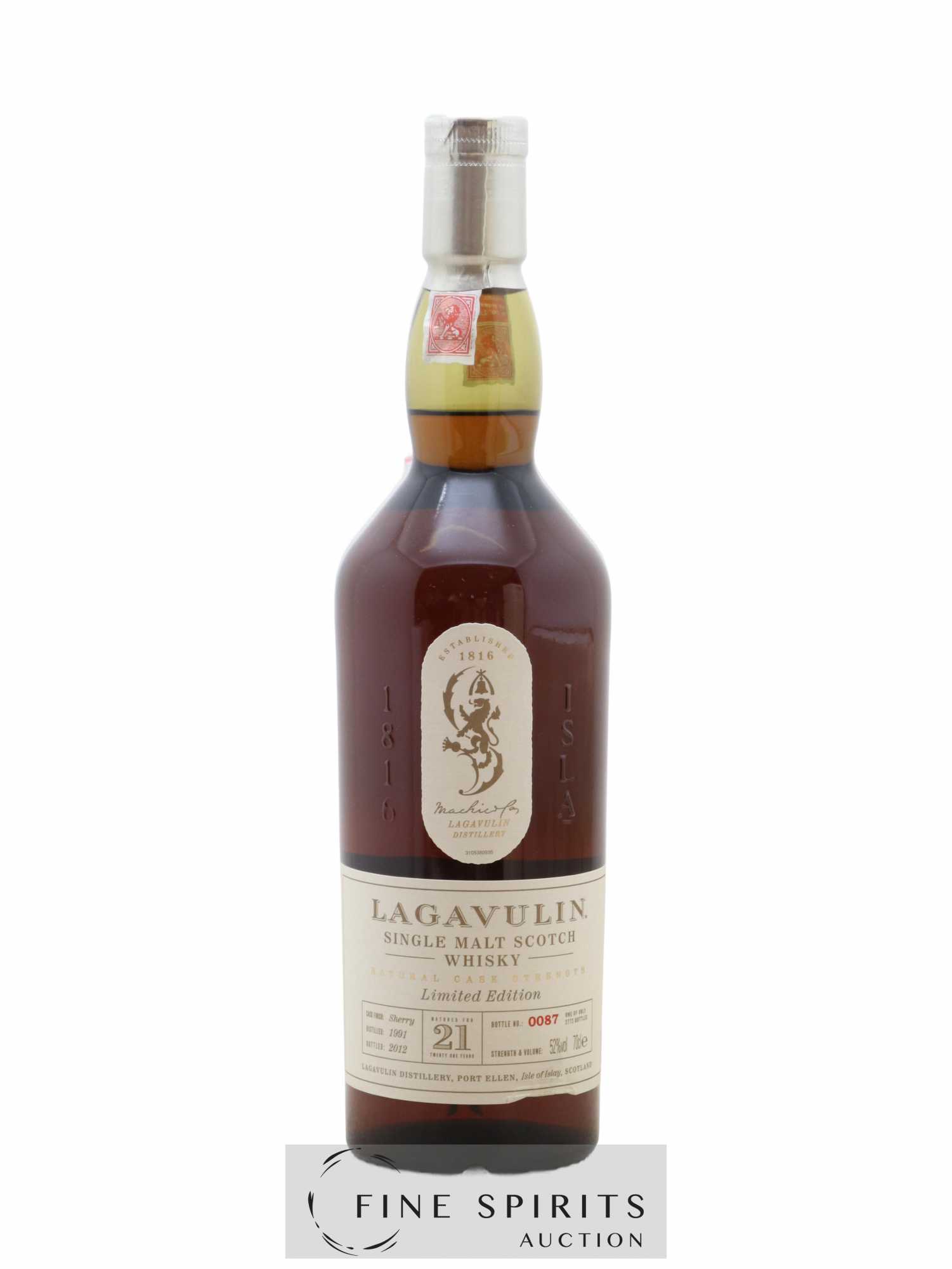 Lagavulin 21 years 1991 Of. Natural Cask Strength Sherry Cask Finish - One of 2772 - bottled 2012 Limited Edition - Lot of 1 bottle - 1