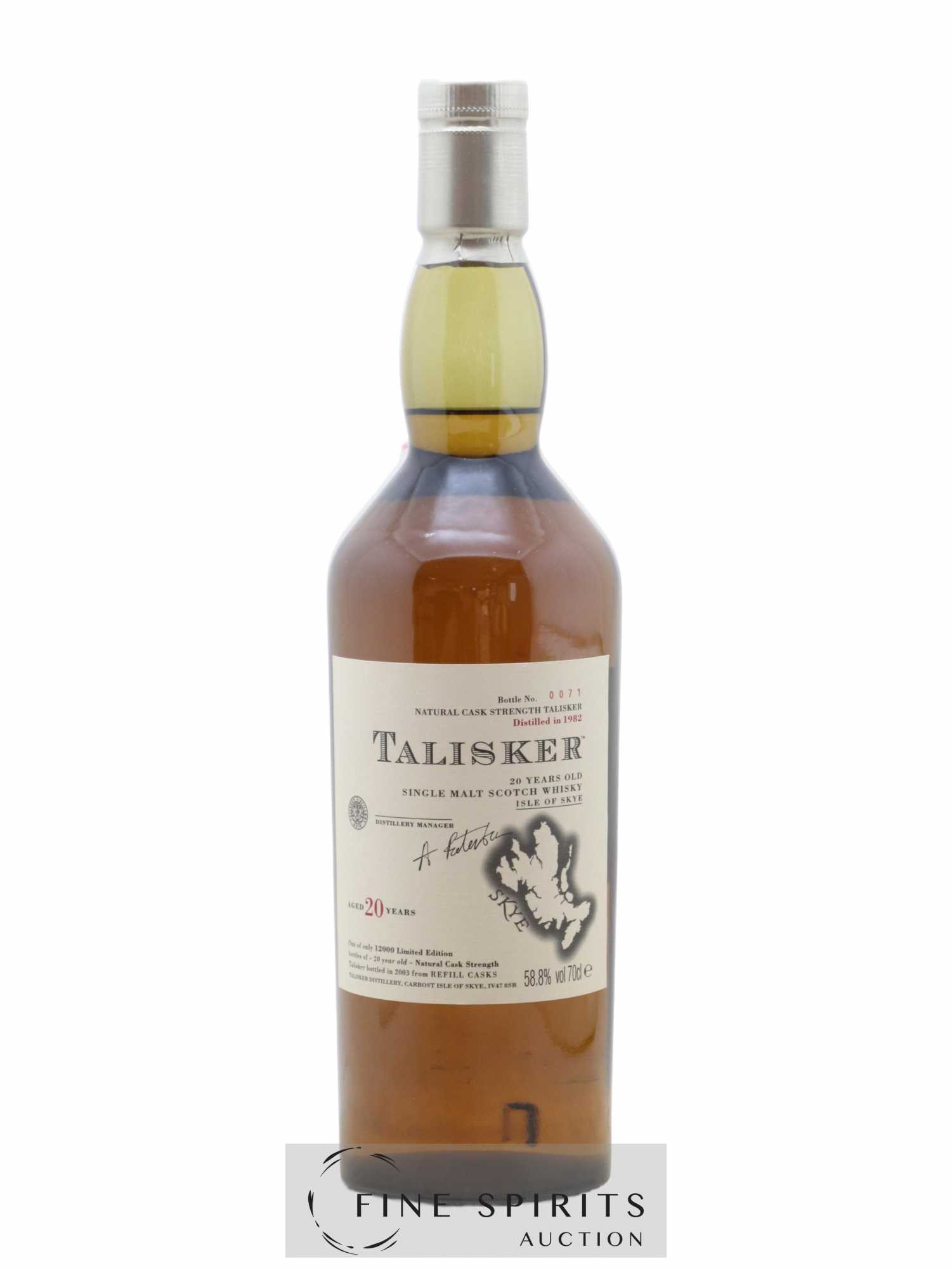 Talisker 20 years 1982 Of. Natural Cask Strength - One of 12000 - bottled 2003 Limited Edition - Lot de 1 bouteille - 1