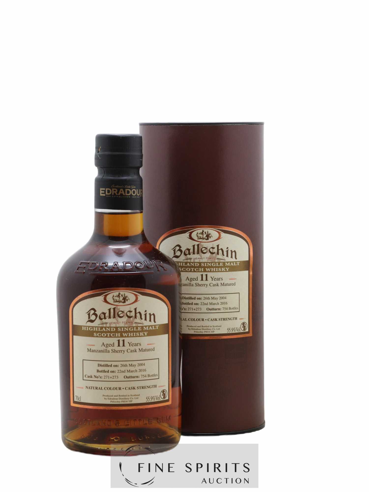 Ballechin 11 years 2004 Of. Manzanilla Sherry Cask n°271-273 - One of 754 - bottled 2016 - Lot de 1 bouteille - 0