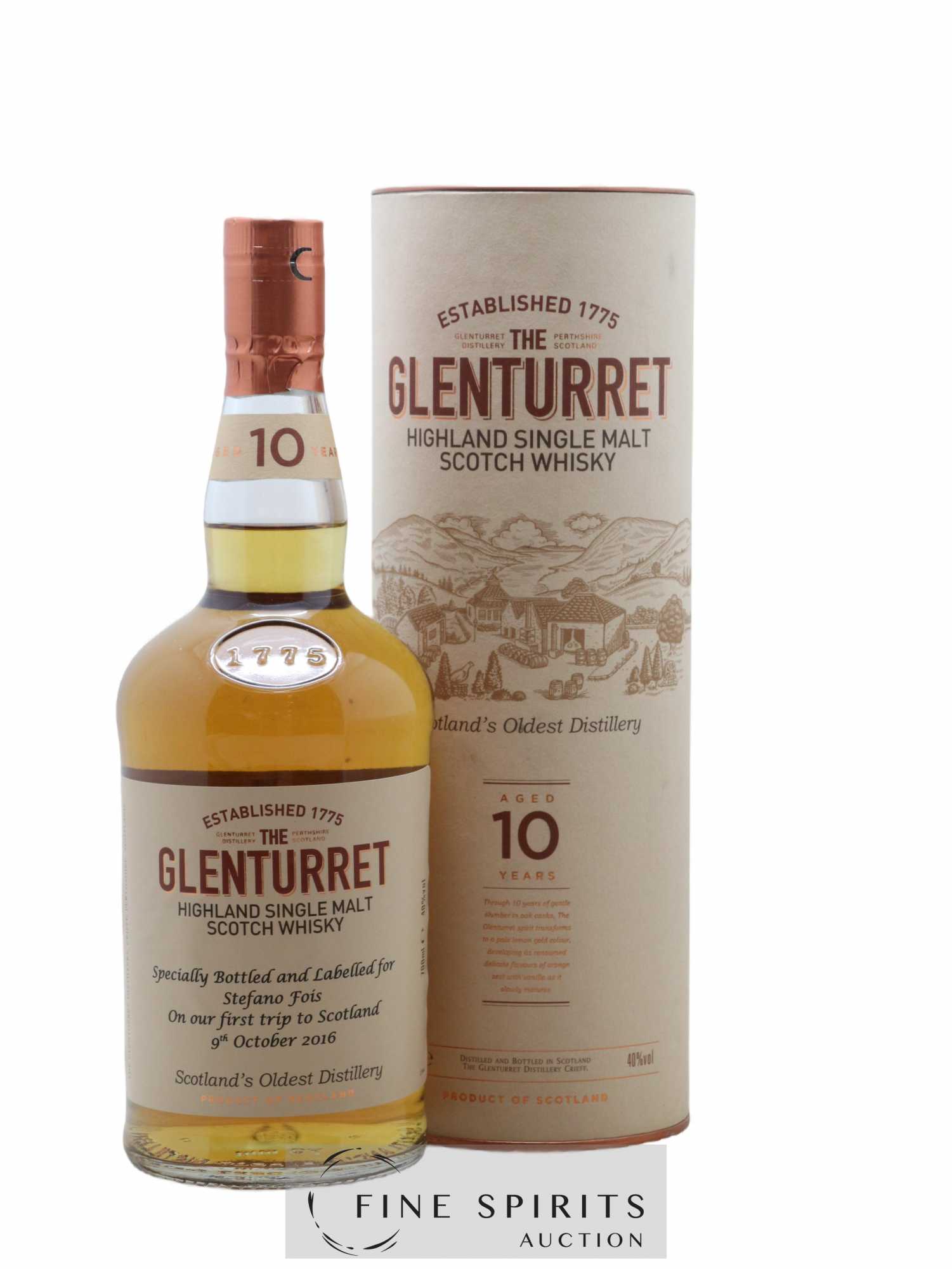 Glenturret 10 years Of. bottled 2016 Stefano Fois Specially bottled - Lot de 1 bouteille - 0