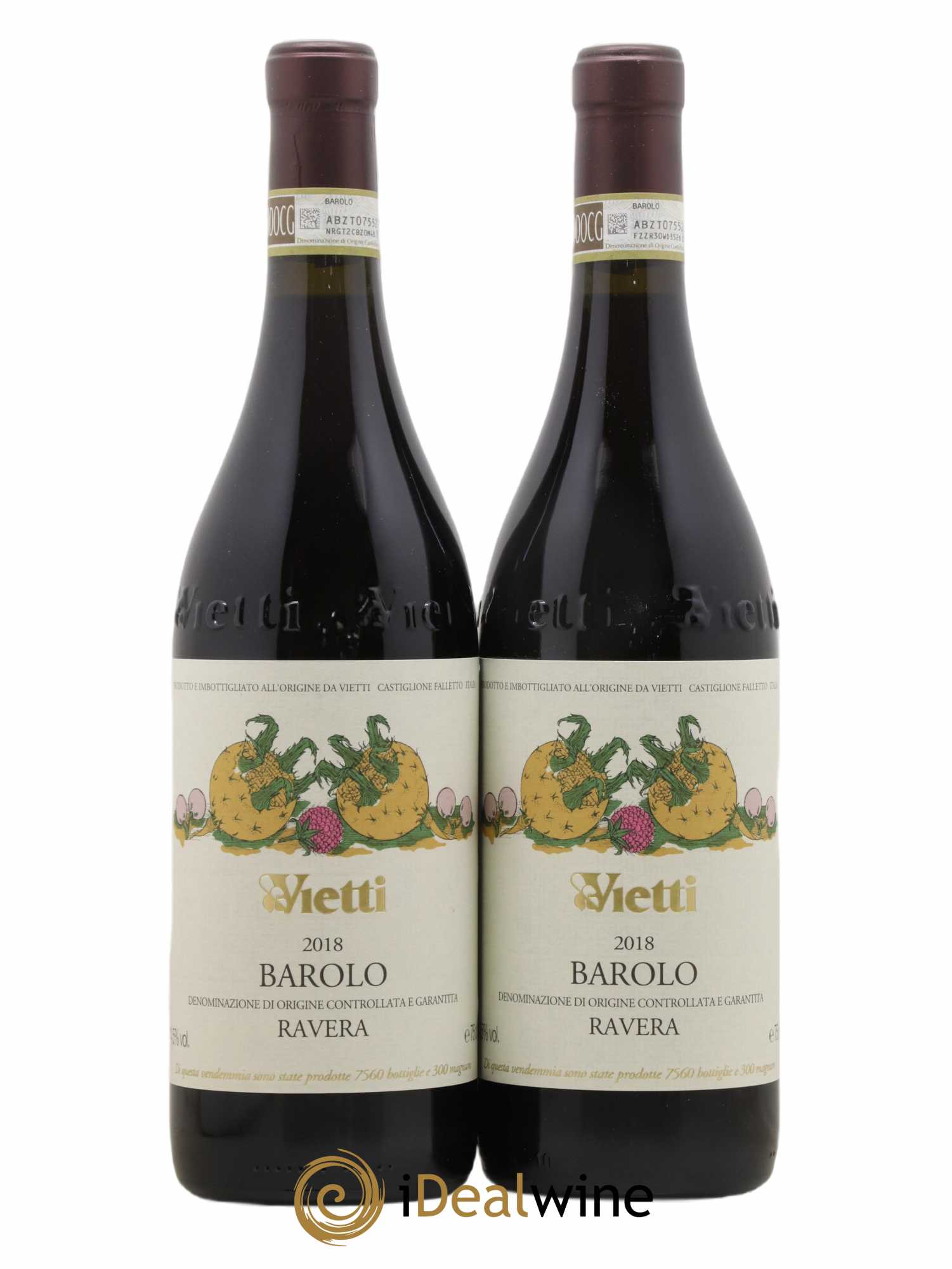Barolo DOCG Ravera Vietti 2018 - Lot de 2 bouteilles - 0