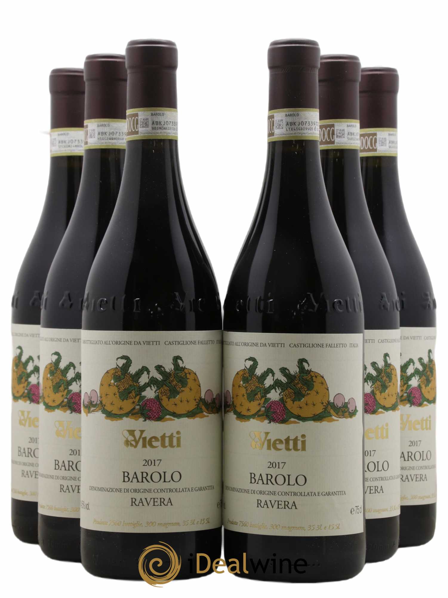 Barolo DOCG Ravera Vietti 2017 - Lot de 6 bouteilles - 0