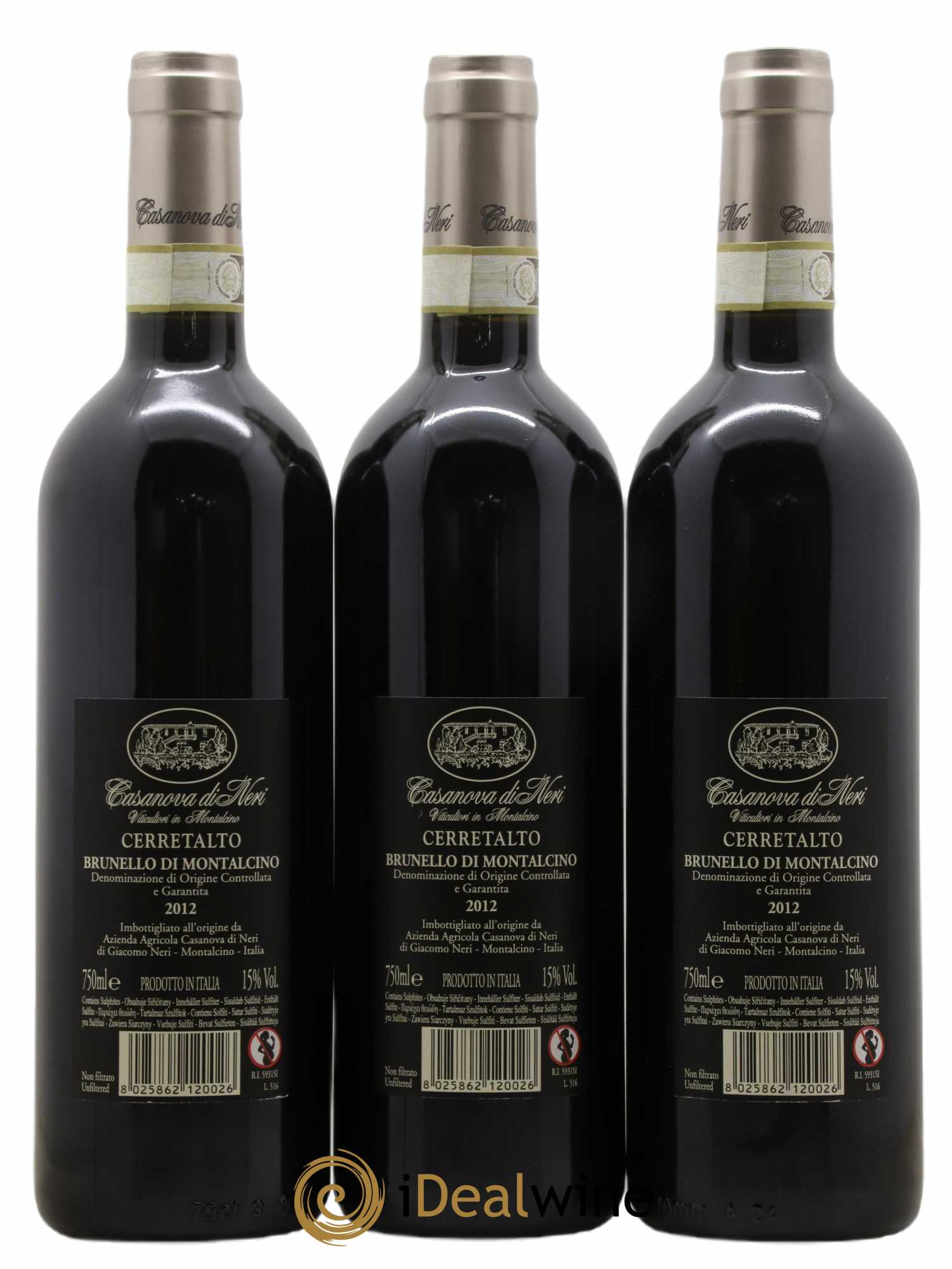 Brunello di Montalcino Cerretalto - Casanova di Neri 2012 - Lot de 3 bouteilles - 1