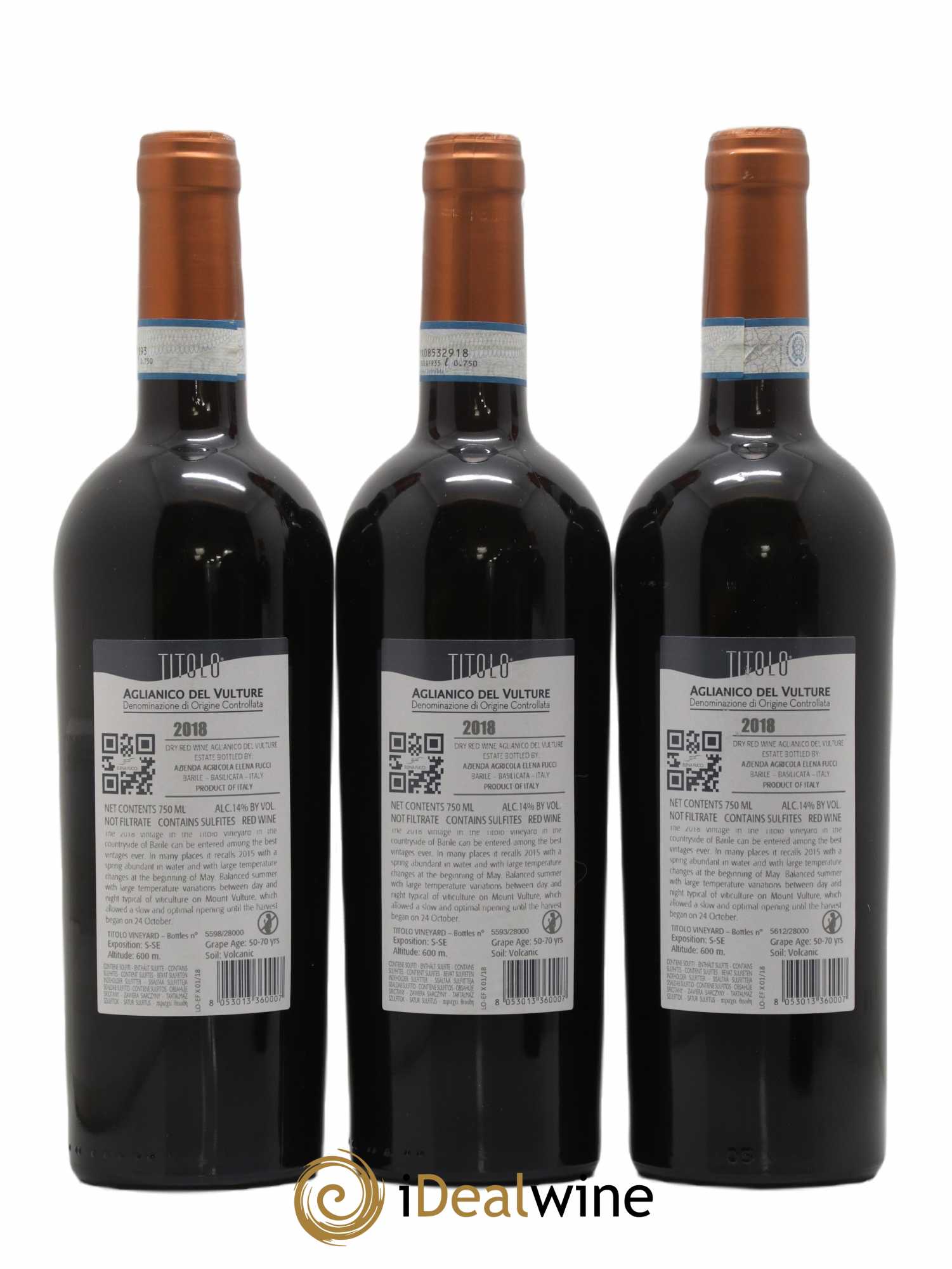 Aglianico del Vulture DOC Elena Fucci Titolo 2018 - Lot de 3 bouteilles - 1