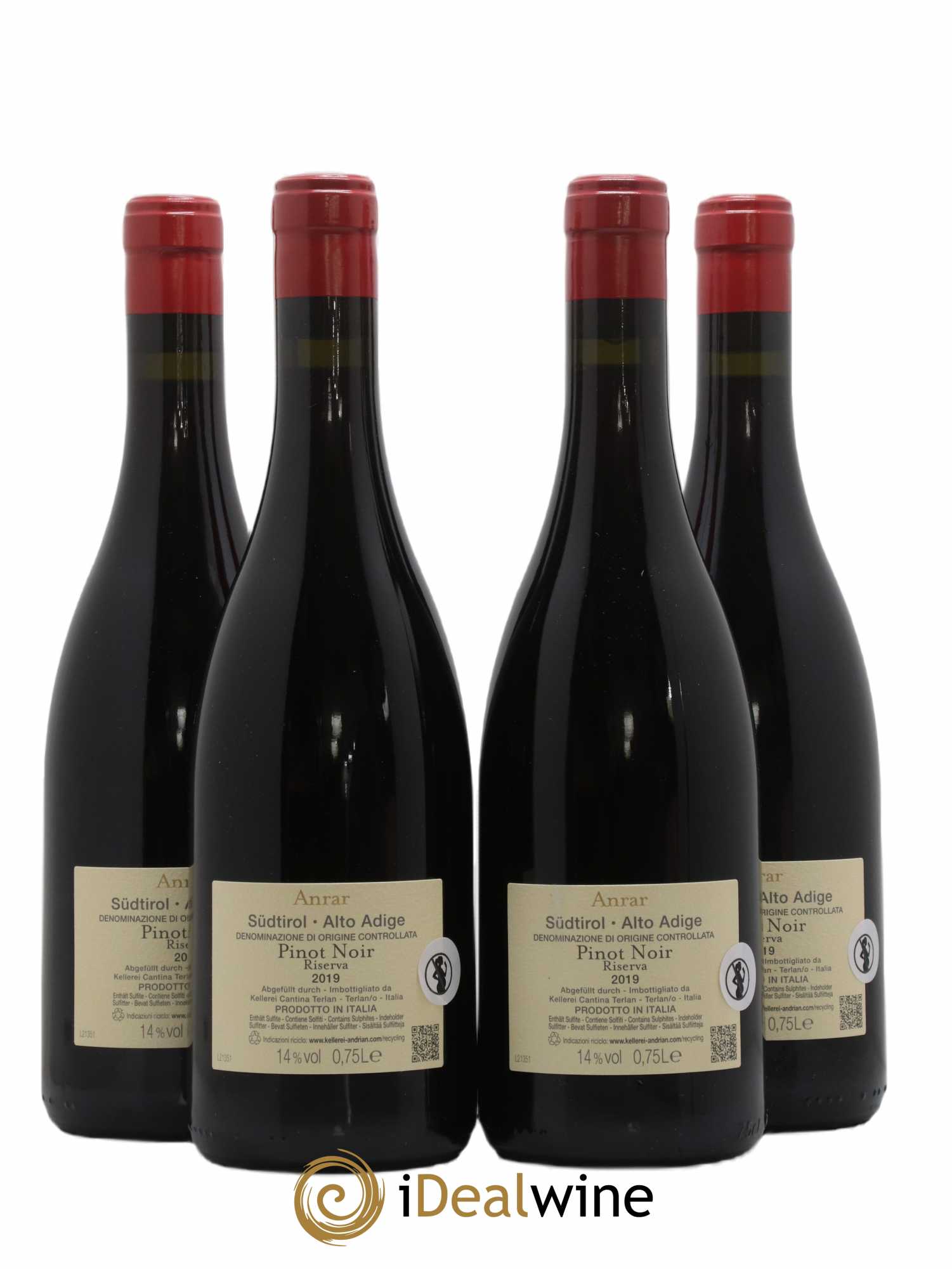 Trentin Haut Adige Anrar - Pinot Noir 2019 - Lot de 4 bouteilles - 1