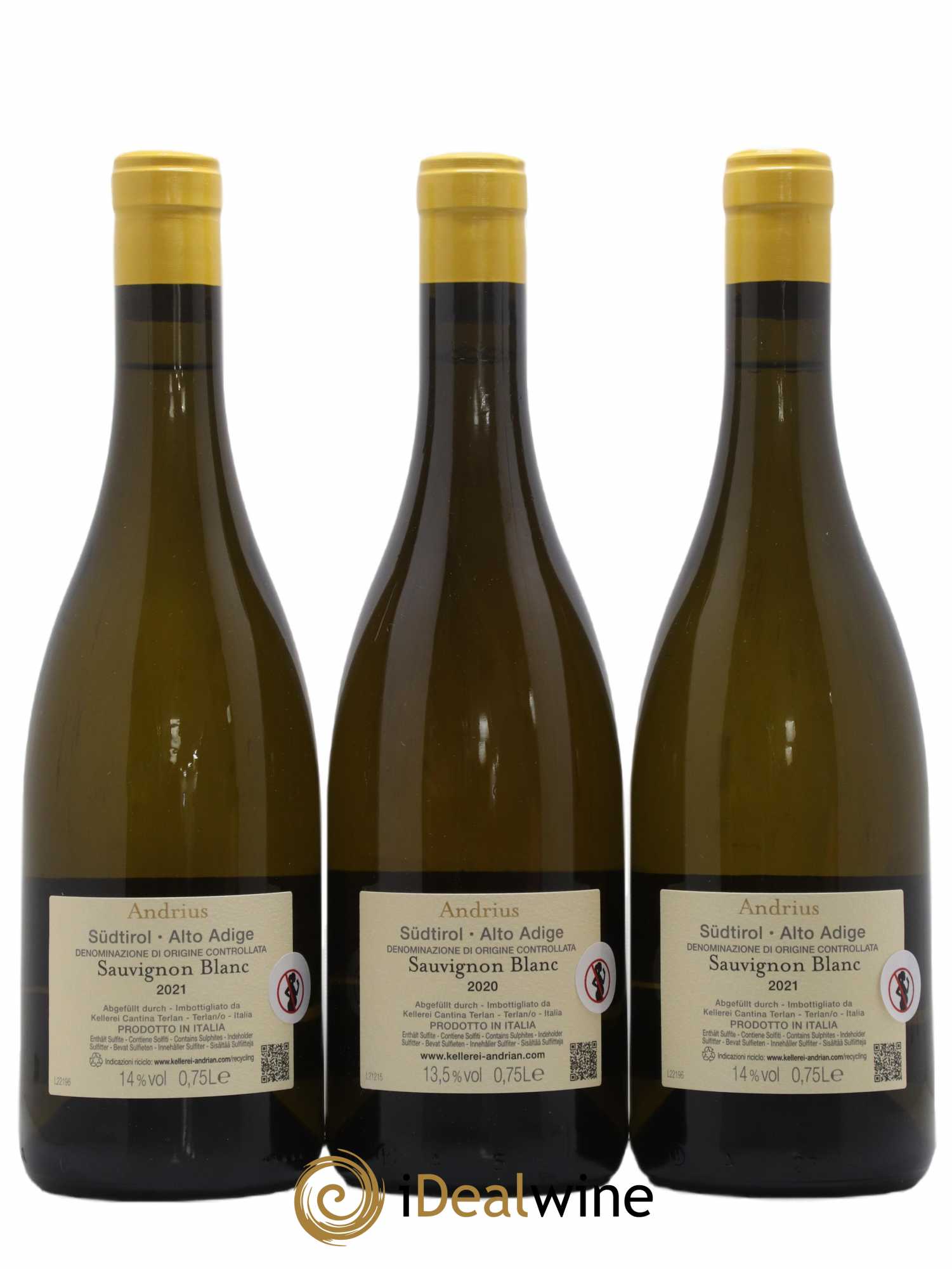 Trentin Haut Adige Andrius - Cantina Andriano 2021 - Lot de 3 bouteilles - 1