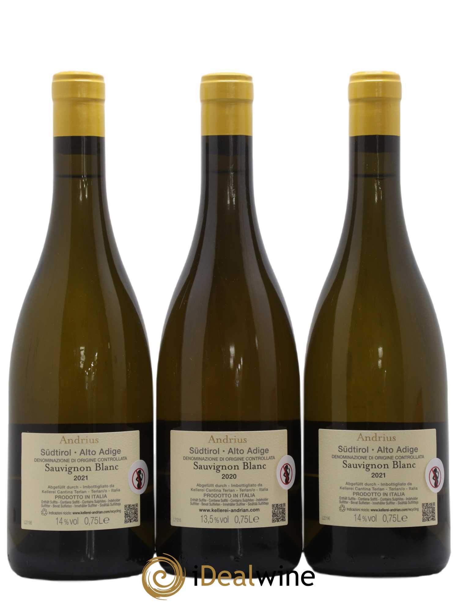 Trentin Haut Adige Andrius - Cantina Andriano 2021 - Lot de 3 bouteilles - 1