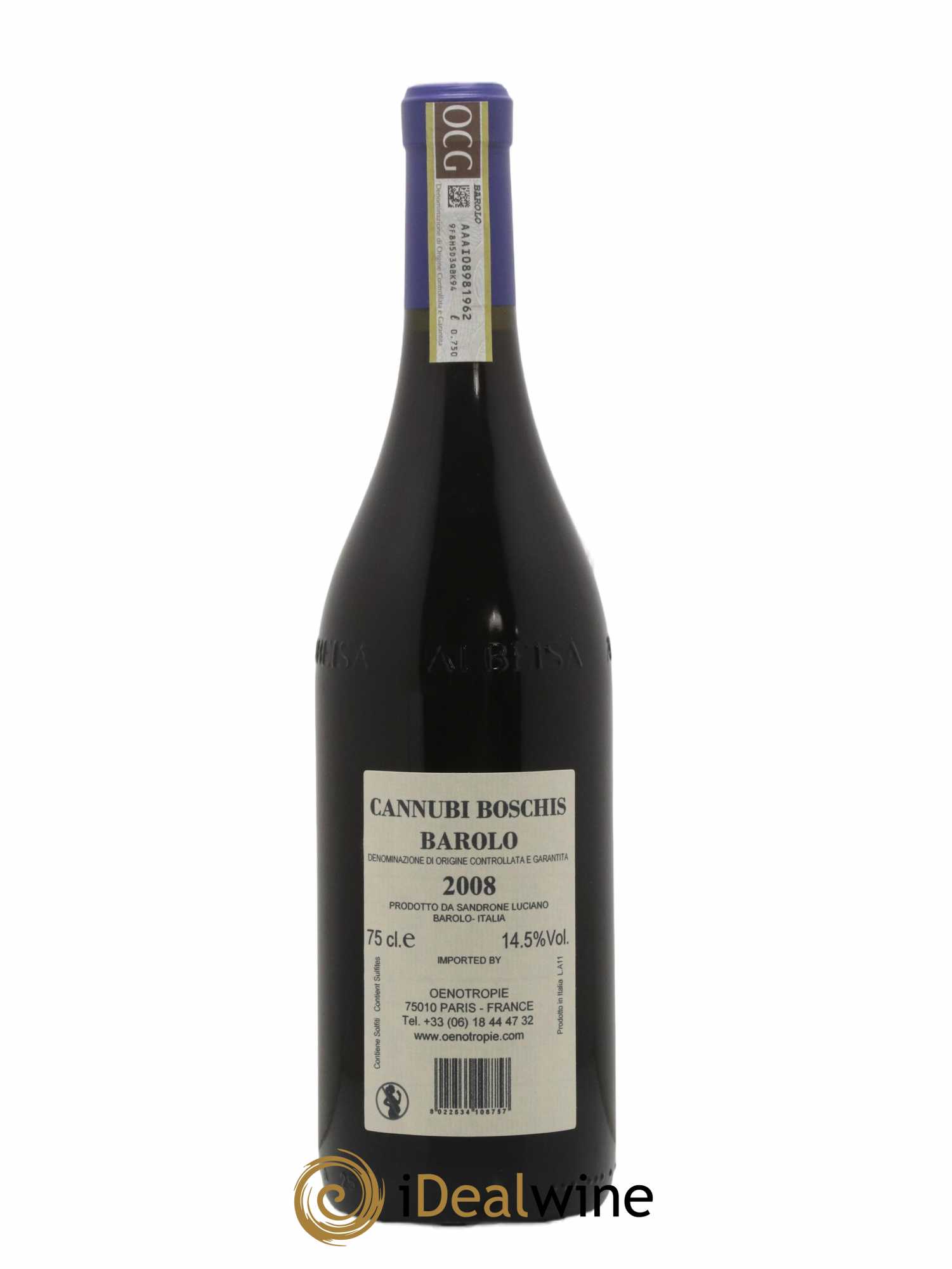 Barolo DOCG Aleste (anciennement Cannubi Boschis) Luciano Sandrone 2008 - Lot de 1 bouteille - 1