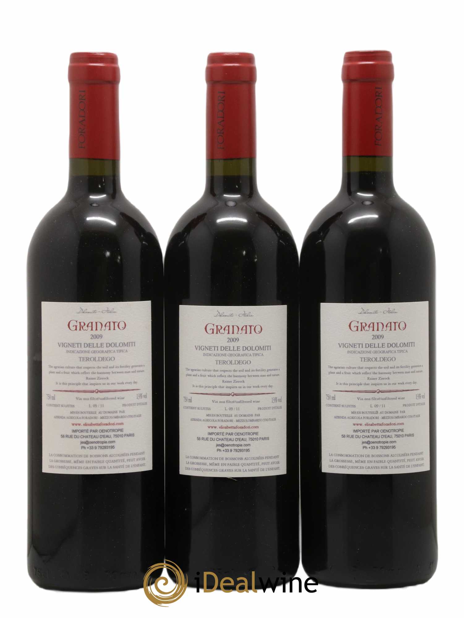 Vigneti delle Dolomiti IGT Granato Elisabetta Foradori 2009 - Lot de 3 bouteilles - 1
