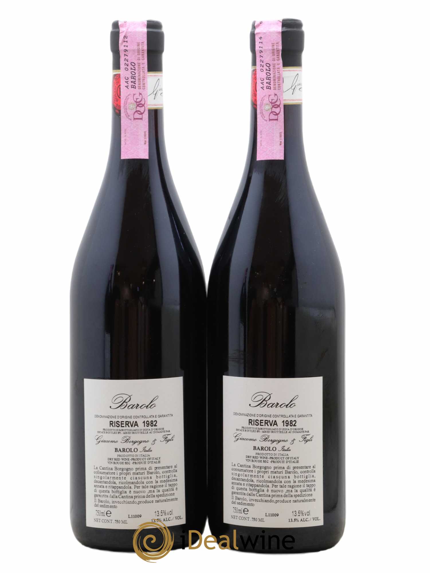 Barolo DOCG Riserva Giacomo Borgogno 1982 - Lot de 2 bouteilles - 1