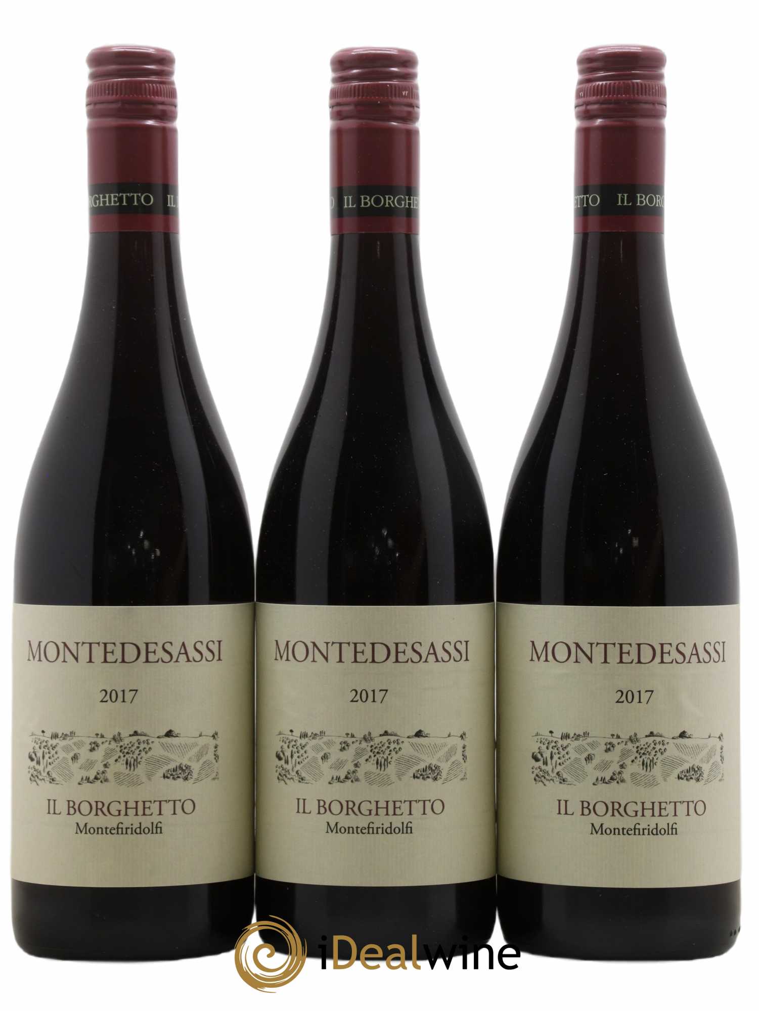 Toscana IGT Monte De Sassi Il Borghetto 2017 - Lot de 3 bouteilles - 0