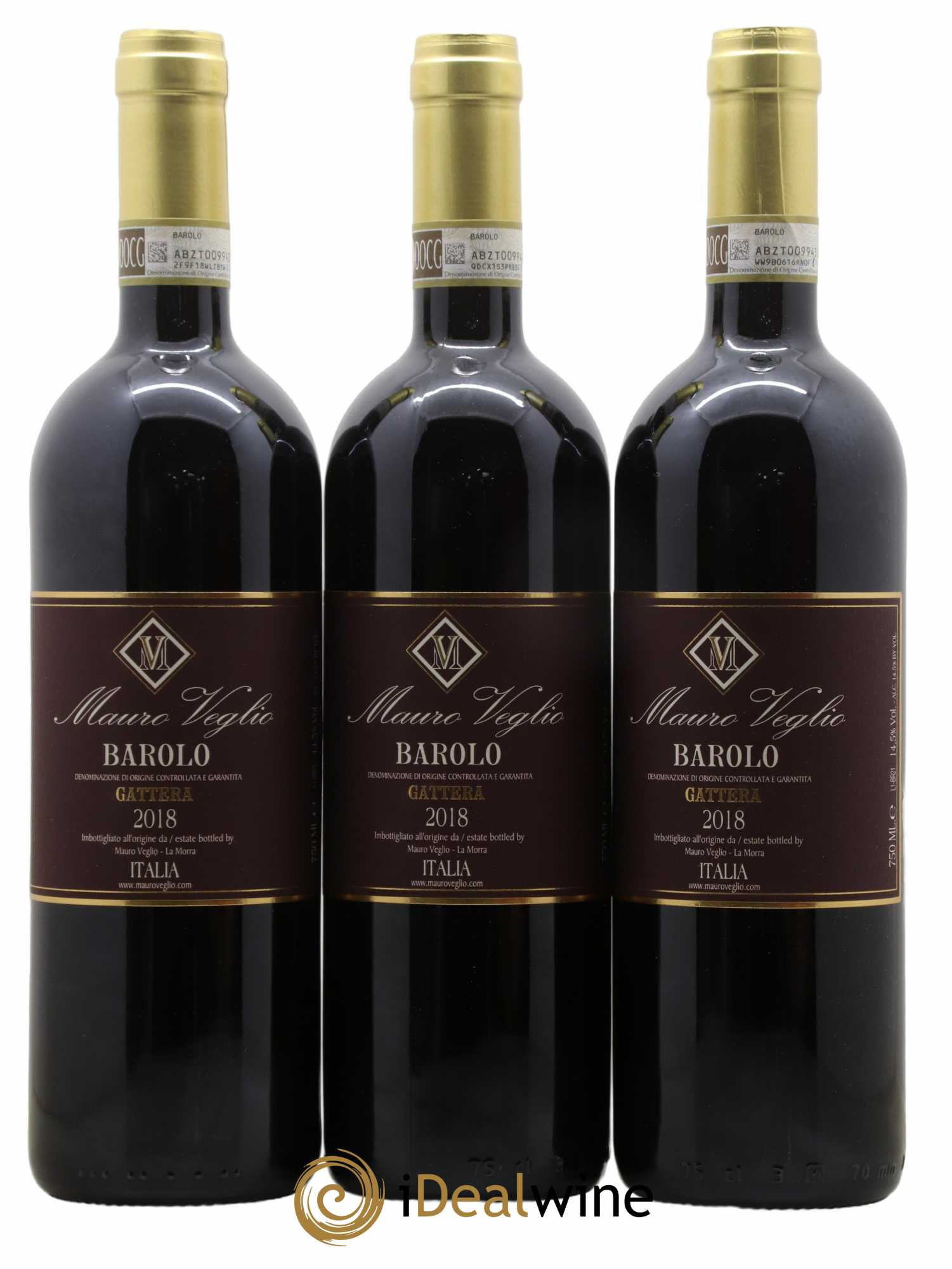 Barolo Gattera Mauro Veglio 2018 - Lot de 3 bouteilles - 0