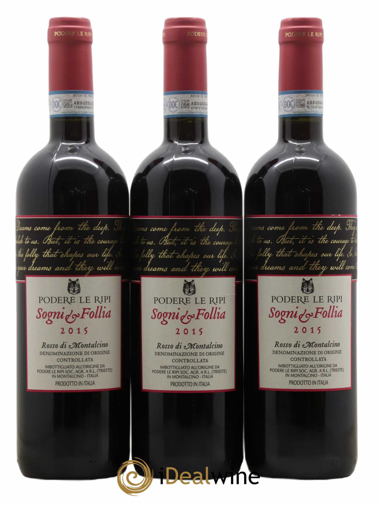Rosso di Montalcino DOC Sogni e Follia Podere Le Ripi 2015 - Lot de 3 bouteilles - 0