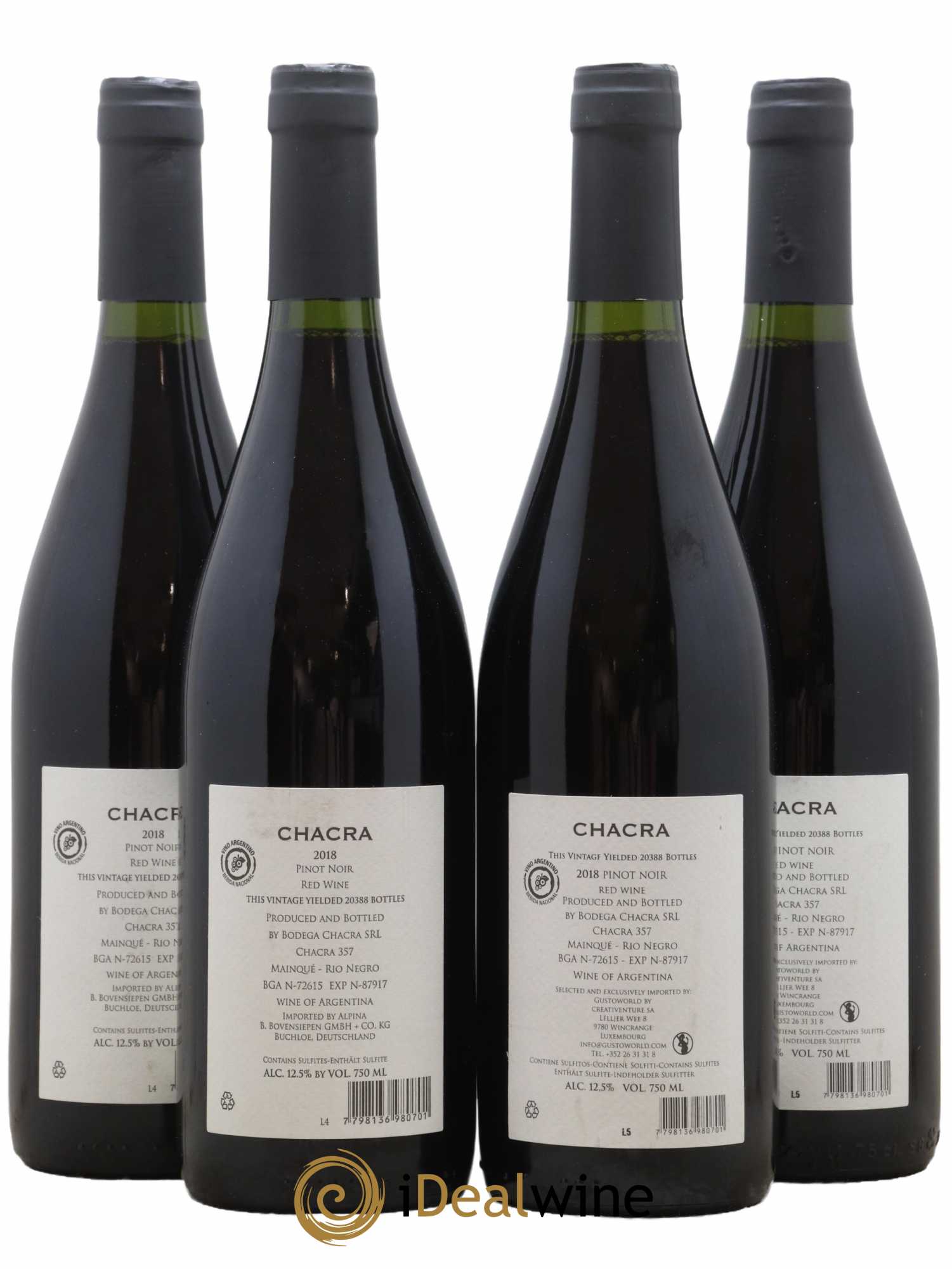 Patagonie Bodega Chacra Cincuenta y cinco 2018 - Lotto di 4 bottiglie - 1