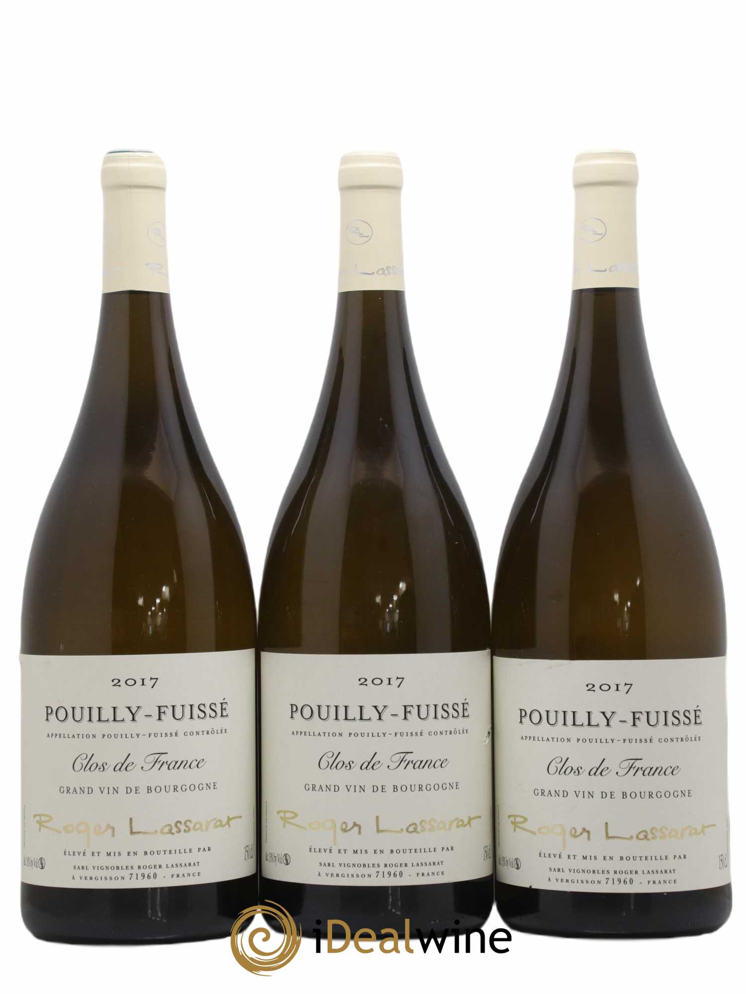 Pouilly-Fuissé Clos De France Roger Lassarat 2017 - Lot de 3 magnums - 0