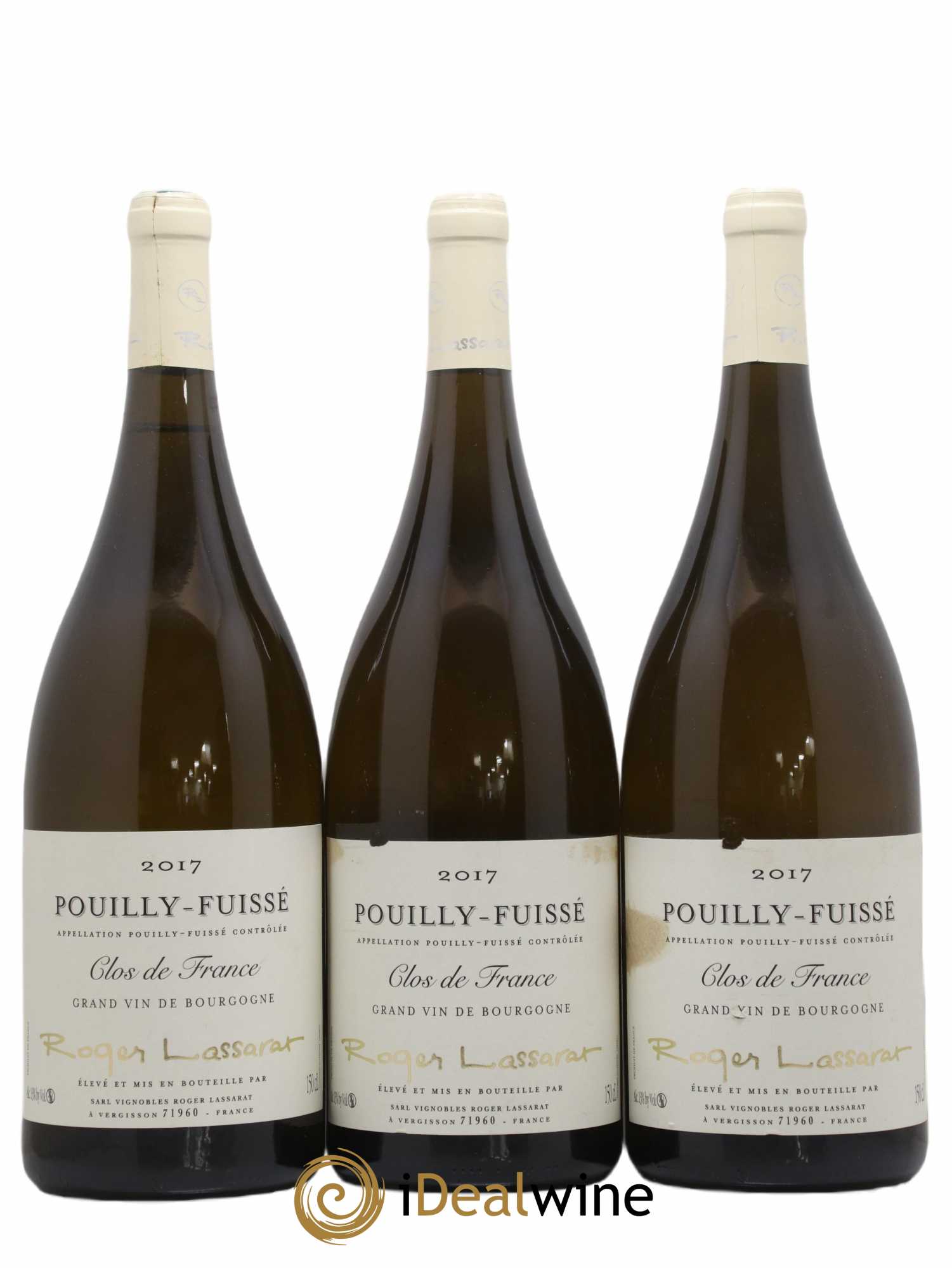 Pouilly-Fuissé Clos De France Roger Lassarat 2017 - Lot de 3 magnums - 0