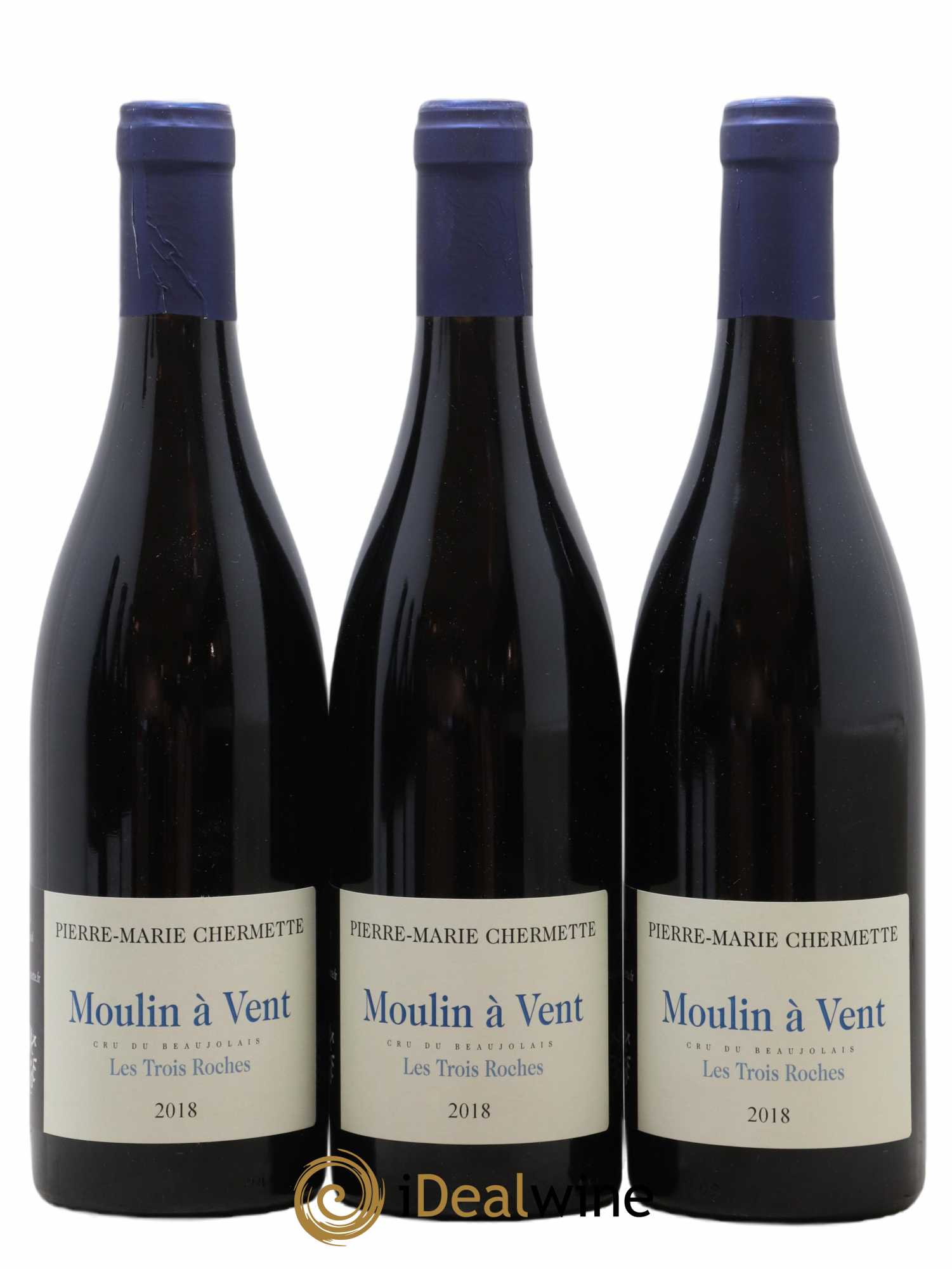 Moulin-à-Vent Les Trois Roches Domaine du Vissoux - P-M. Chermette 2018 - Lot de 3 bouteilles - 0