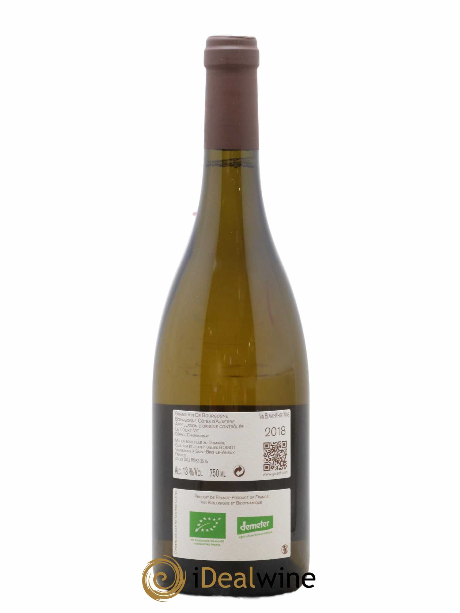 Bourgogne Côtes d'Auxerre Le Court Vit Goisot 2018 - Lot de 1 bouteille - 1