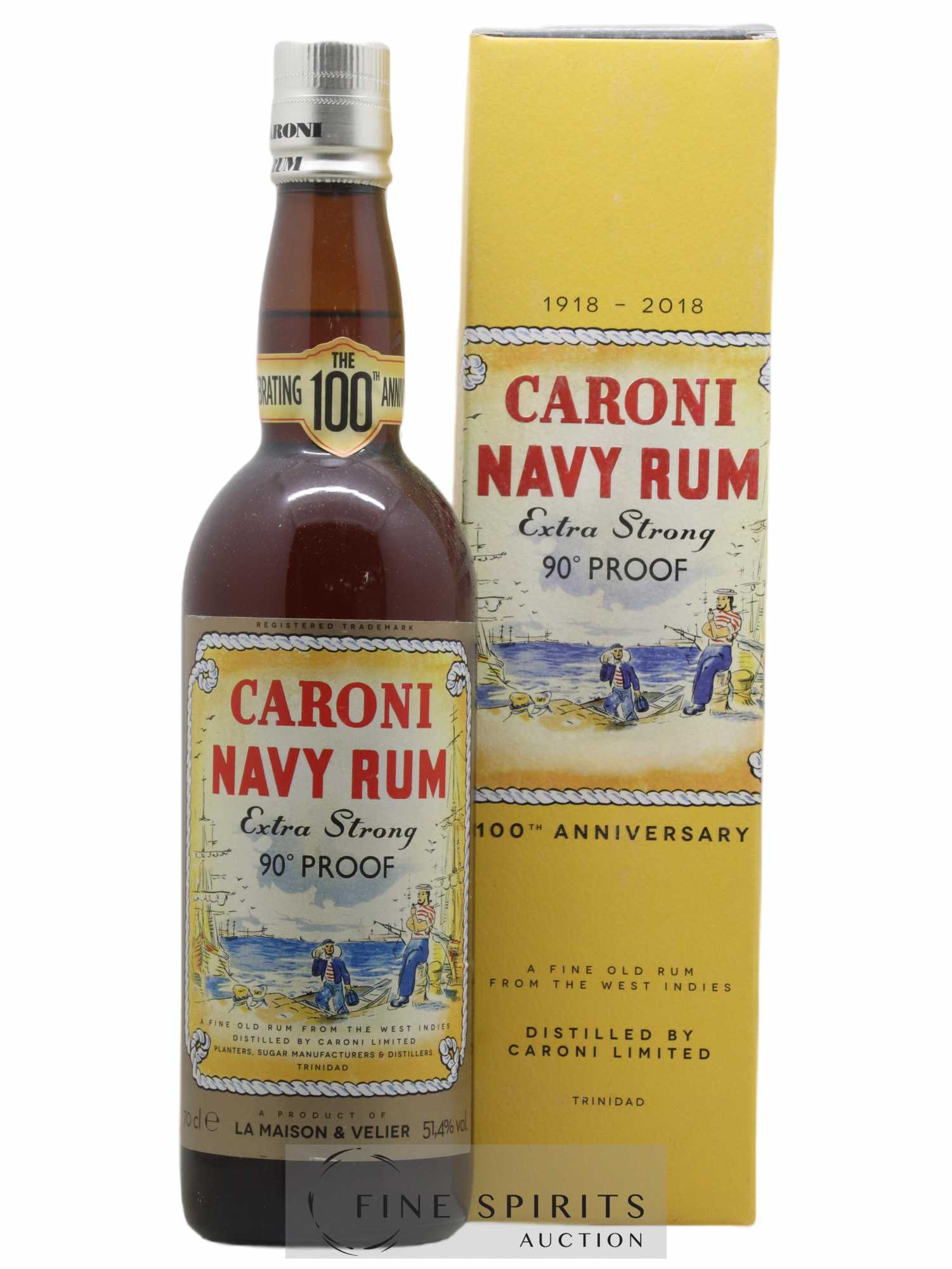Caroni 18 years Velier Navy Rum 90° Proof - bottled 2018 Celebrating the 100th Anniversary Extra Strong - Lot de 1 bouteille - 0