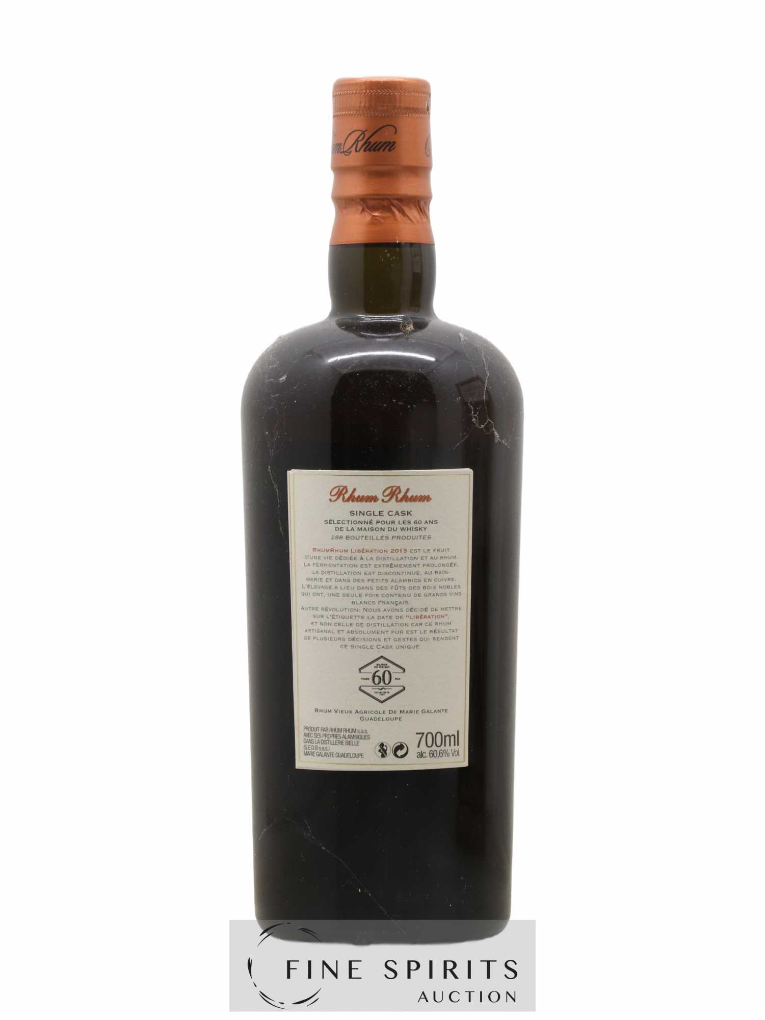 Rhum Rhum Of. PMG - Maitre Capovilla Libération 2015 Single Cask - One of 288 LMDW 60th Anniversary Version Intégrale - Lot of 1 bottle - 2