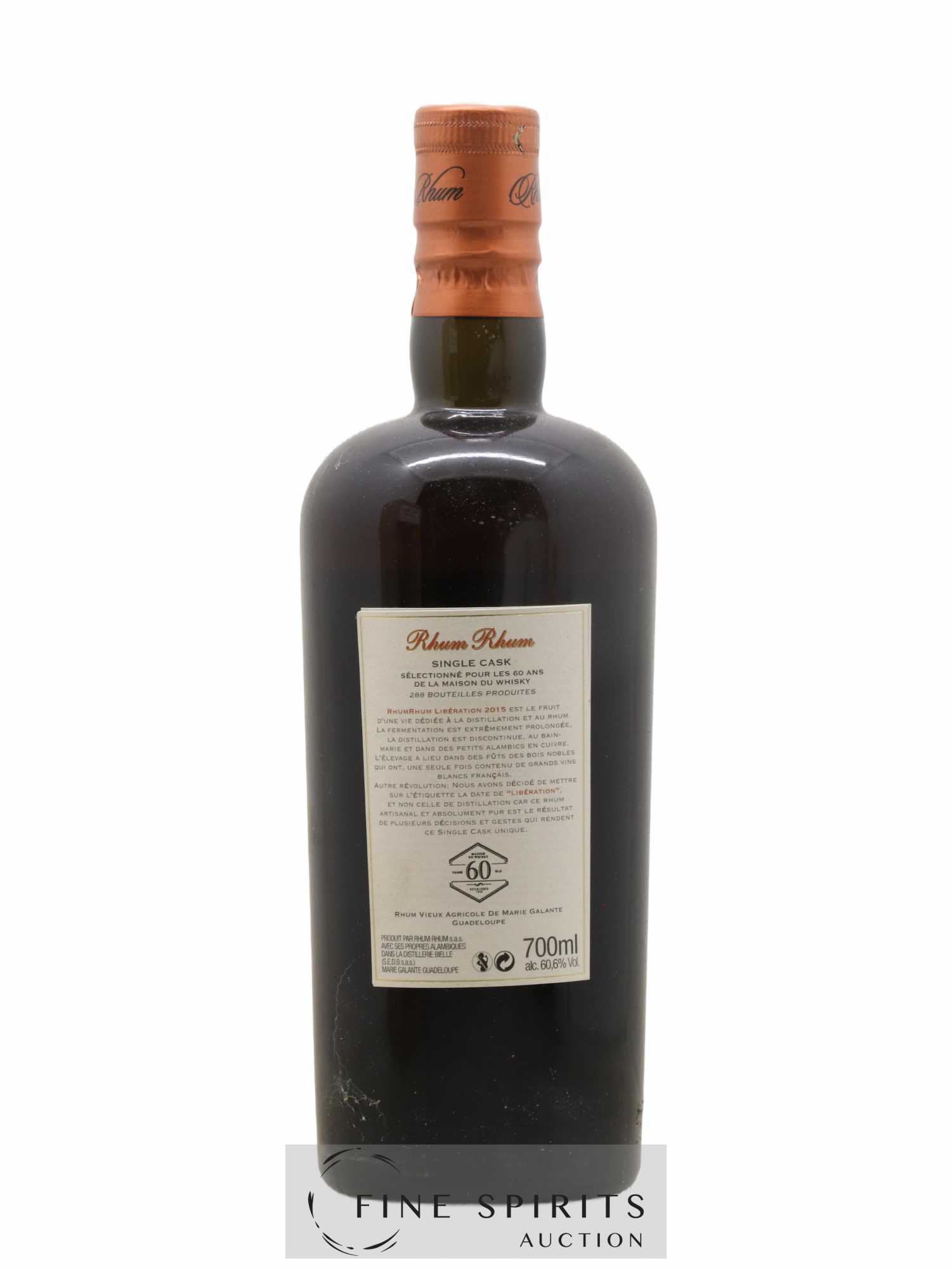 Rhum Rhum Of. PMG - Maitre Capovilla Libération 2015 Single Cask - One of 288 LMDW 60th Anniversary Version Intégrale - Posten von 1 Flasche - 2