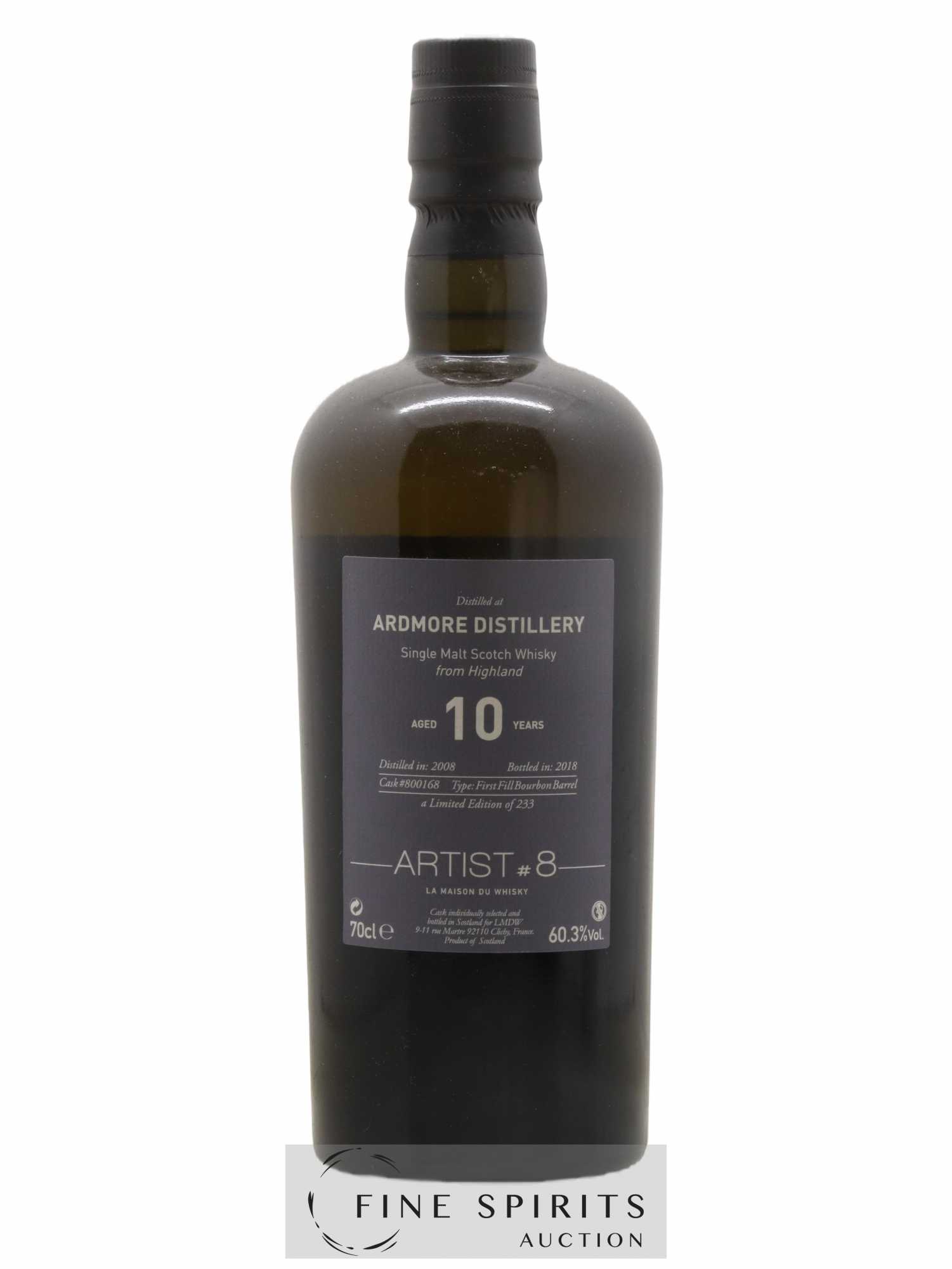 Ardmore 10 years 2008 LMDW Artist n°8 Bourbon Barrel Cask n°800168 - One of 233 - bottled 2018 - Lot de 1 bouteille - 1