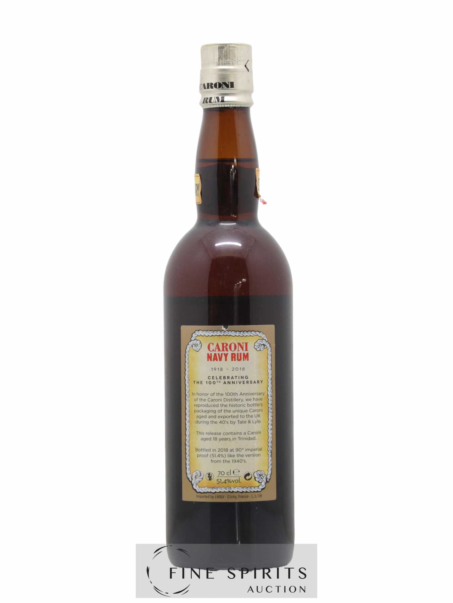 Caroni 18 years Velier Navy Rum 90° Proof - bottled 2018 Celebrating the 100th Anniversary Extra Strong - Lotto di 1 bottiglia - 1