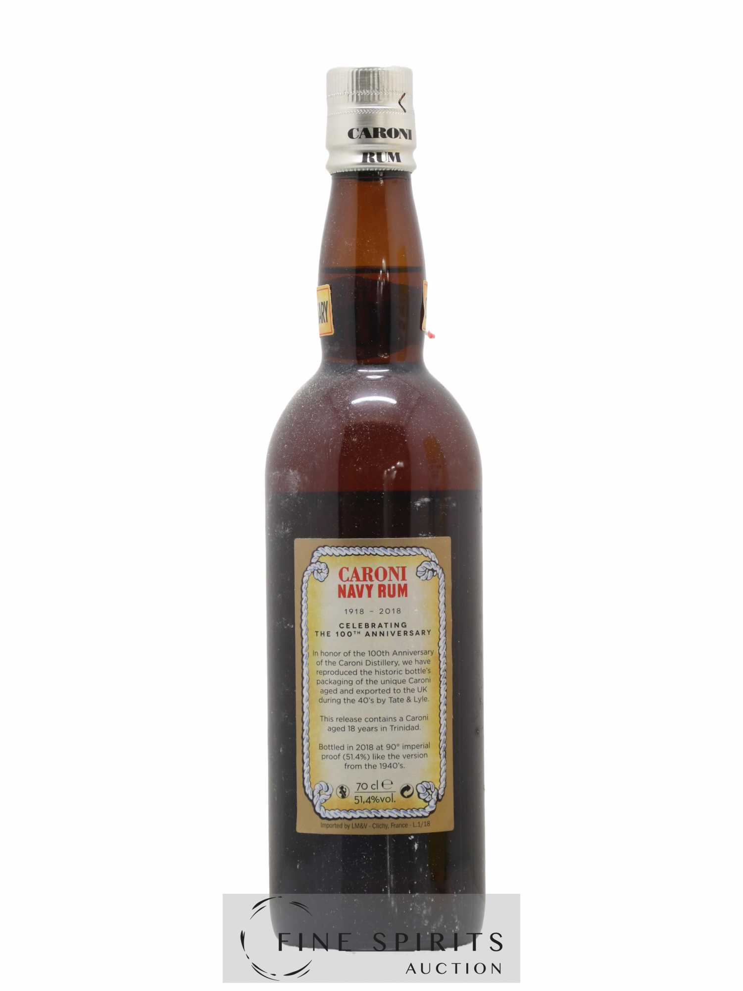 Caroni 18 years Velier Navy Rum 90° Proof - bottled 2018 Celebrating the 100th Anniversary Extra Strong - Lot de 1 bouteille - 2