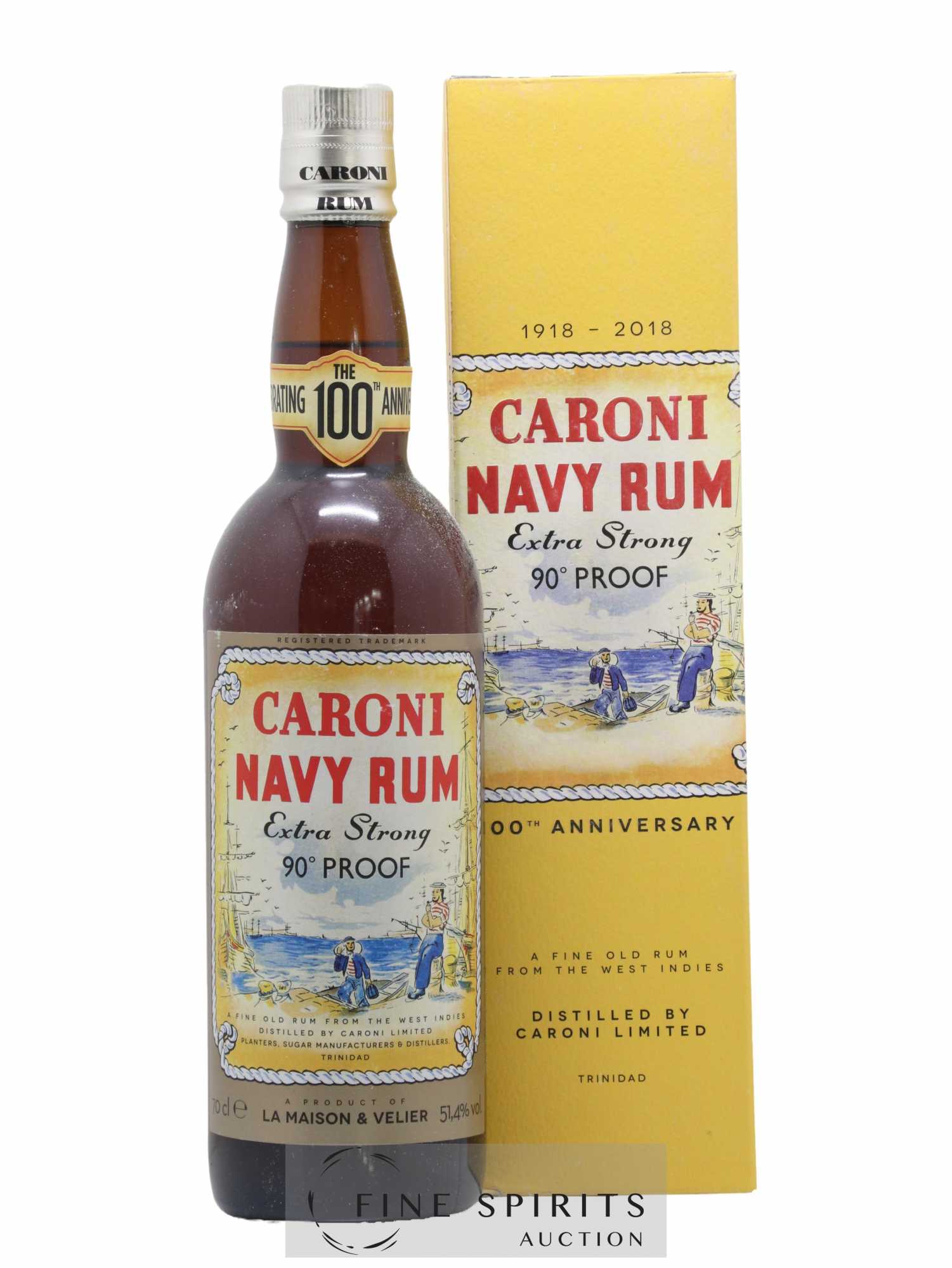 Caroni 18 years Velier Navy Rum 90° Proof - bottled 2018 Celebrating the 100th Anniversary Extra Strong - Lot de 1 bouteille - 0