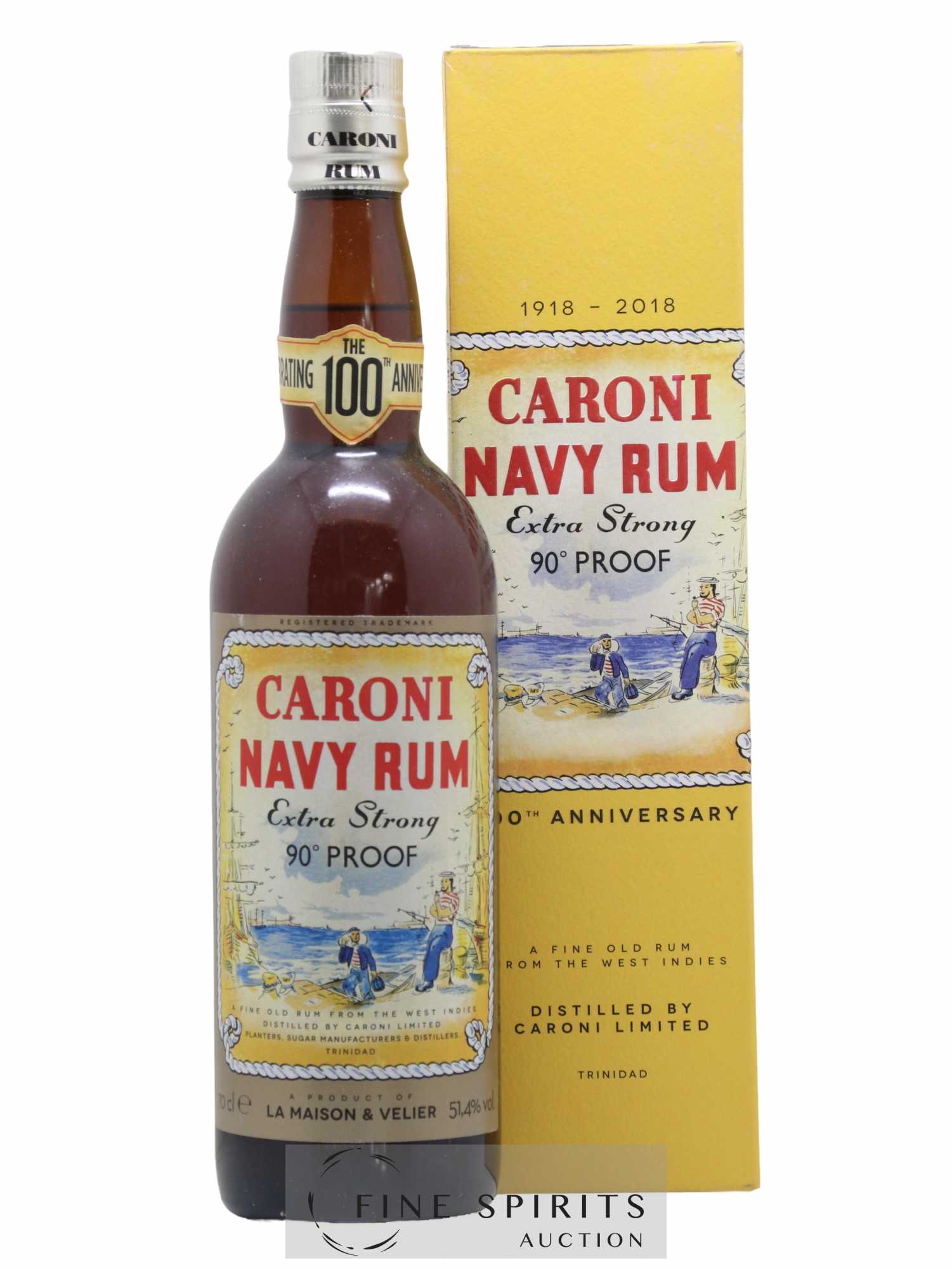 Caroni 18 years Velier Navy Rum 90° Proof - bottled 2018 Celebrating the 100th Anniversary Extra Strong - Posten von 1 Flasche - 0