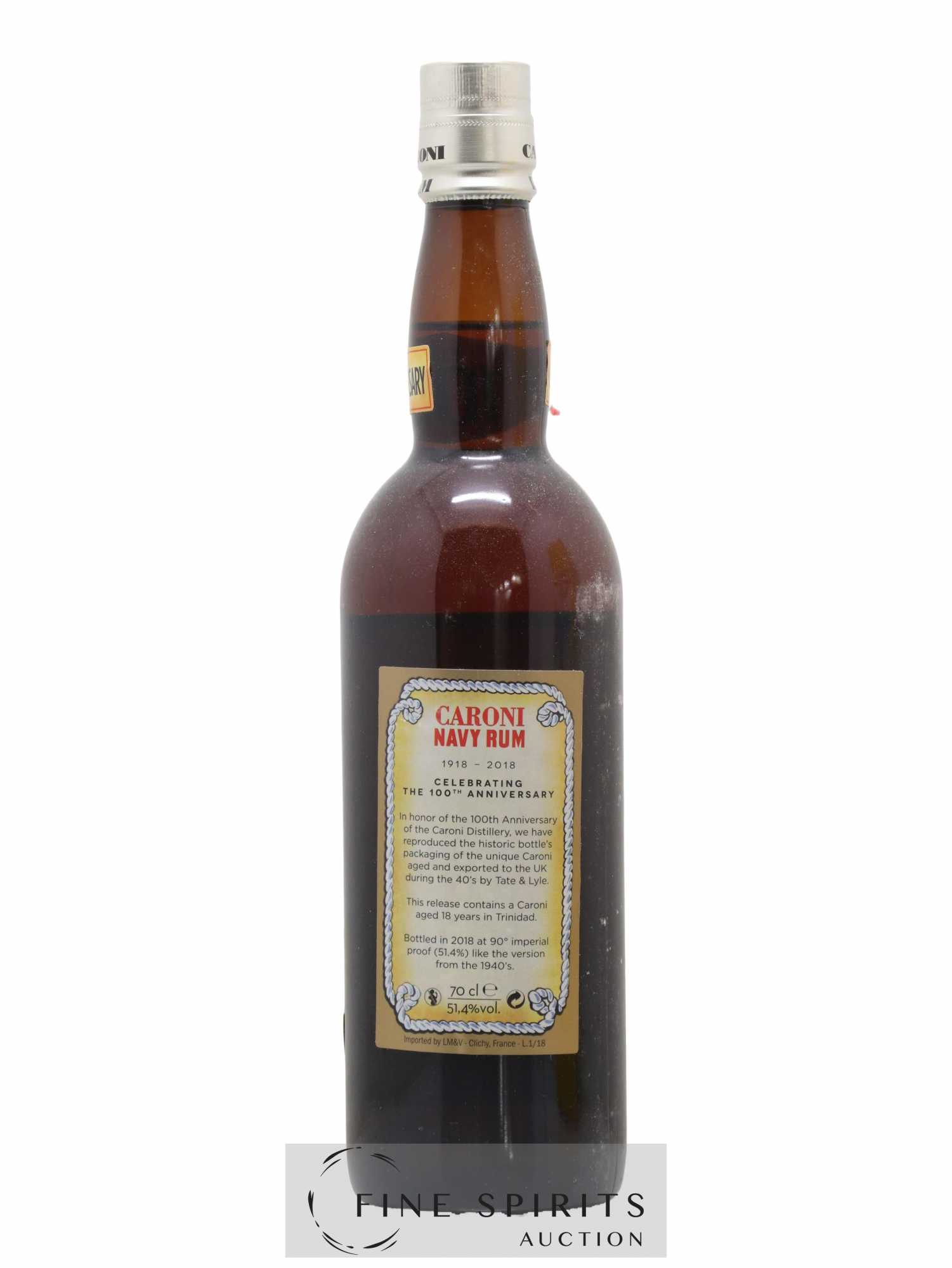 Caroni 18 years Velier Navy Rum 90° Proof - bottled 2018 Celebrating the 100th Anniversary Extra Strong - Lot of 1 bottle - 2