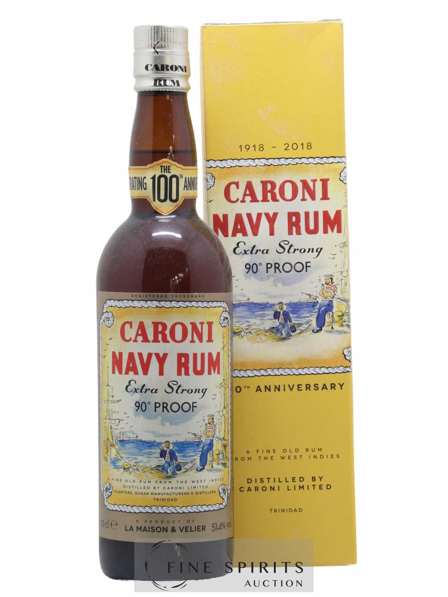 Caroni 18 years Velier Navy Rum 90° Proof - bottled 2018 Celebrating the 100th Anniversary Extra Strong - Lot de 1 bouteille - 0