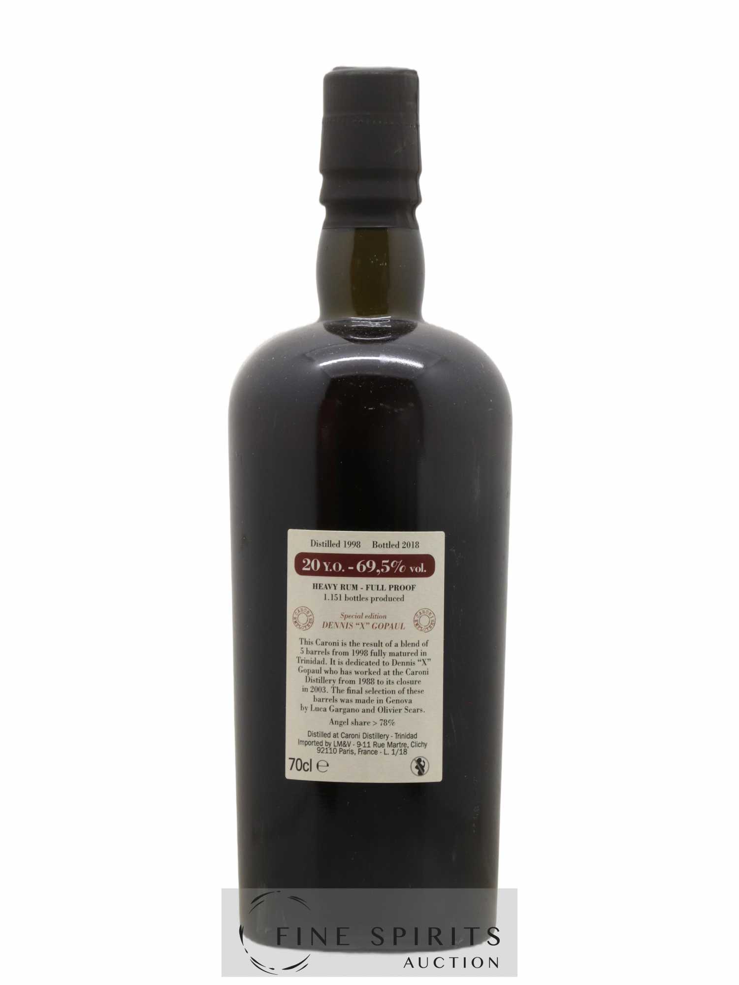 Caroni 20 years 1998 Velier Special Edition Dennis X Gopaul One of 1151 - bottled 2018 Employee Serie - Lotto di 1 bottiglia - 2