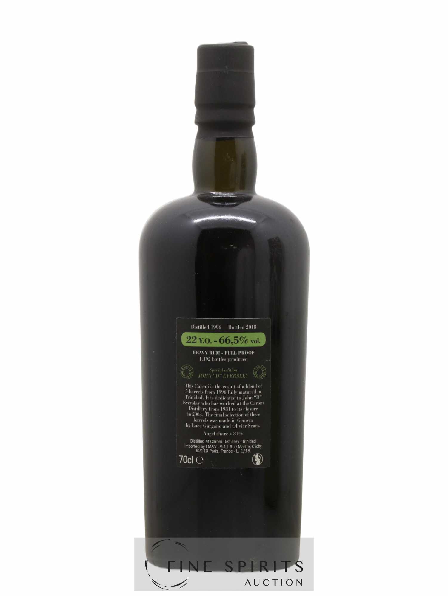 Caroni 22 years 1996 Velier Special Edition John D Eversley One of 1192 - bottled 2018 Employee Serie - Lot of 1 bottle - 2