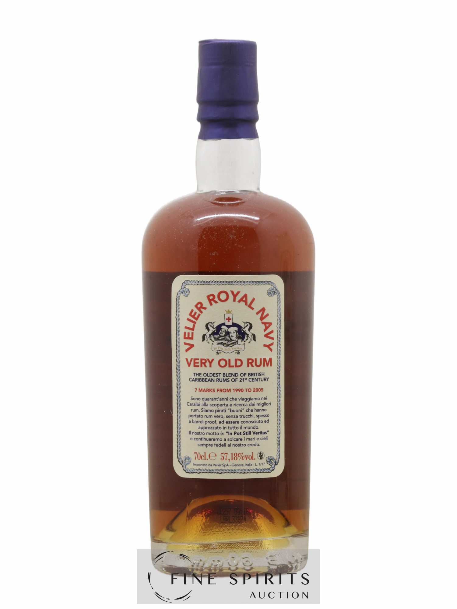 Velier Royal Navy 17 years Of. In Pot Still Veritas 7 Marks from 1990 to 2005 - Lot of 1 bottle - 2