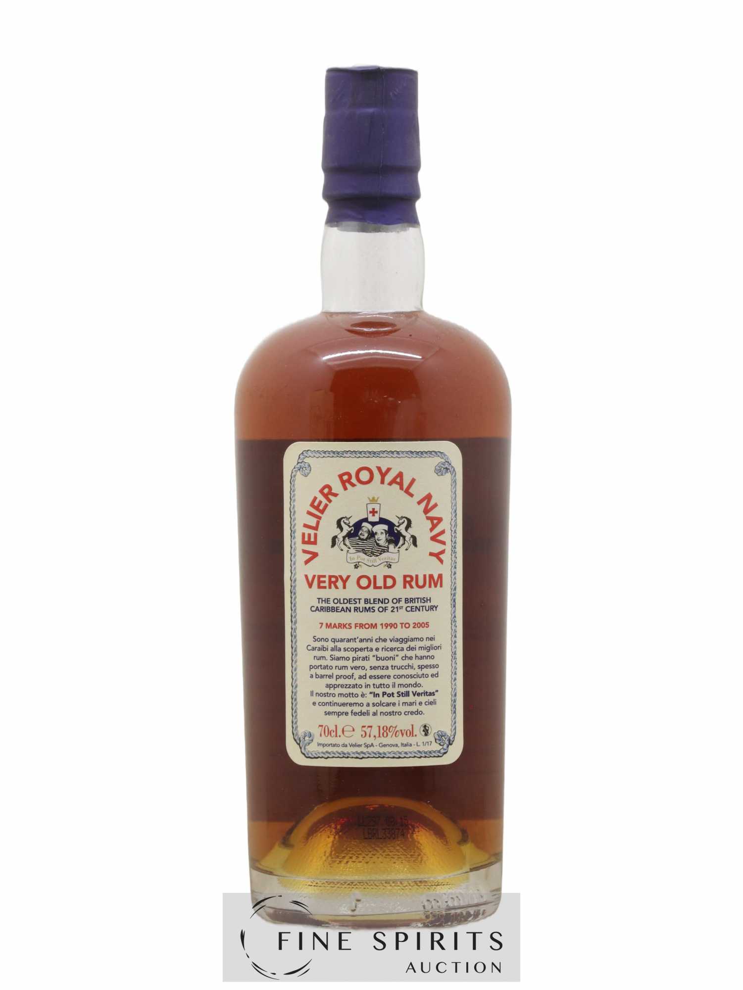 Velier Royal Navy 17 years Of. In Pot Still Veritas 7 Marks from 1990 to 2005 - Lot de 1 bouteille - 2