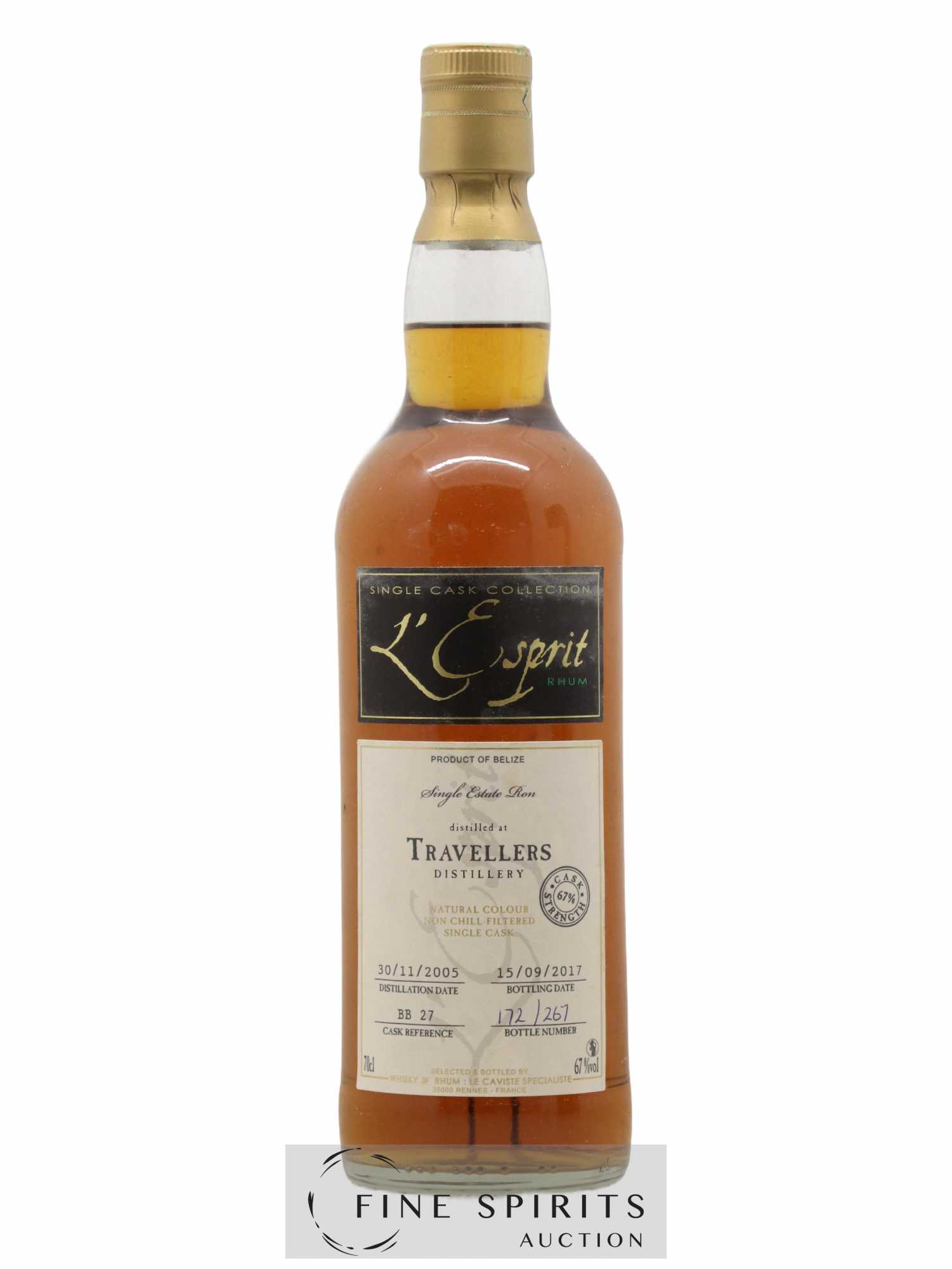 Travellers 2005 Of. L'Esprit Cask n°BB27 - One of 267 - bottled 2017 Whisky & Rhum - Lot of 1 bottle - 1