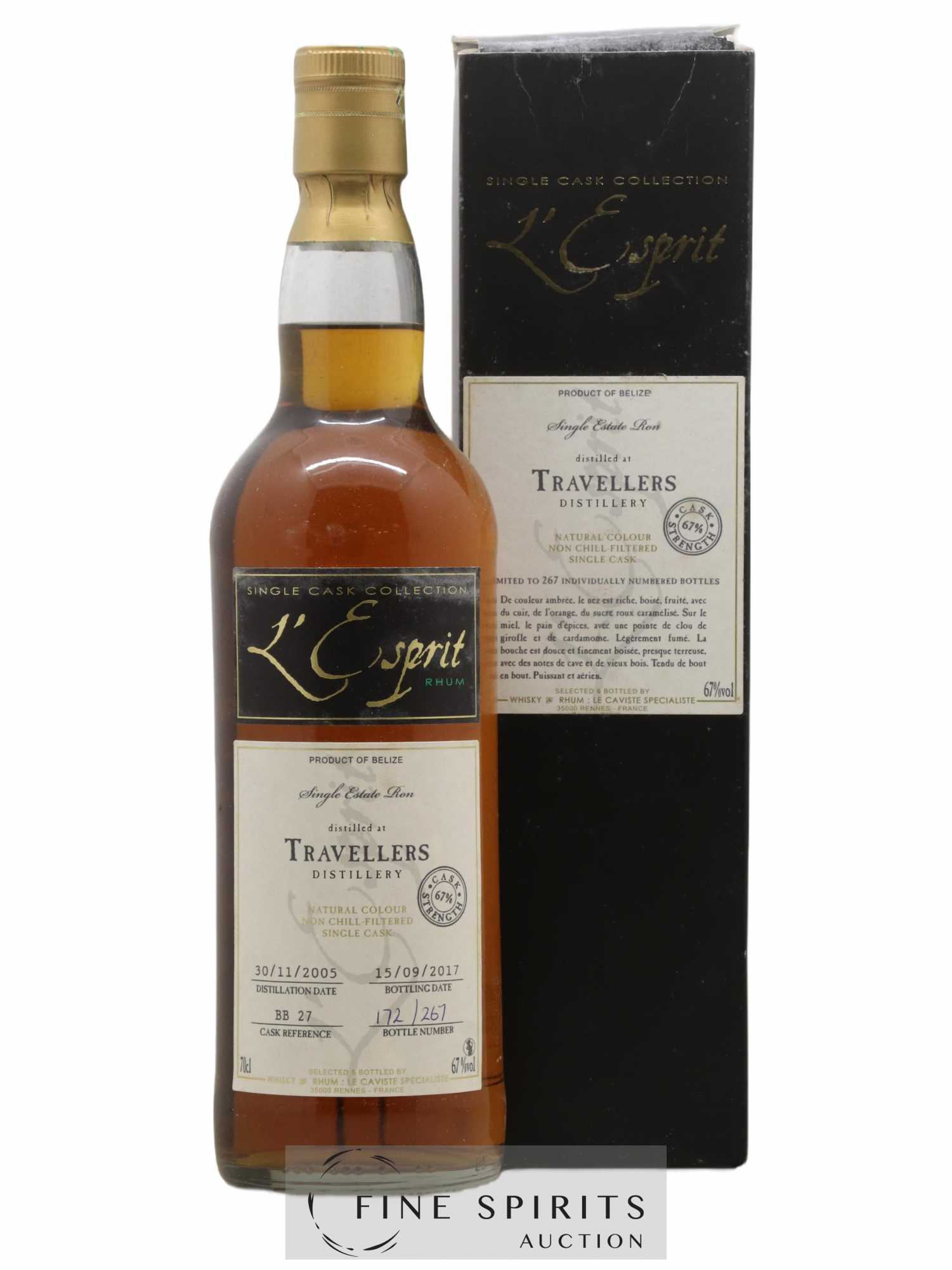 Travellers 2005 Of. L'Esprit Cask n°BB27 - One of 267 - bottled 2017 Whisky & Rhum - Lot of 1 bottle - 0