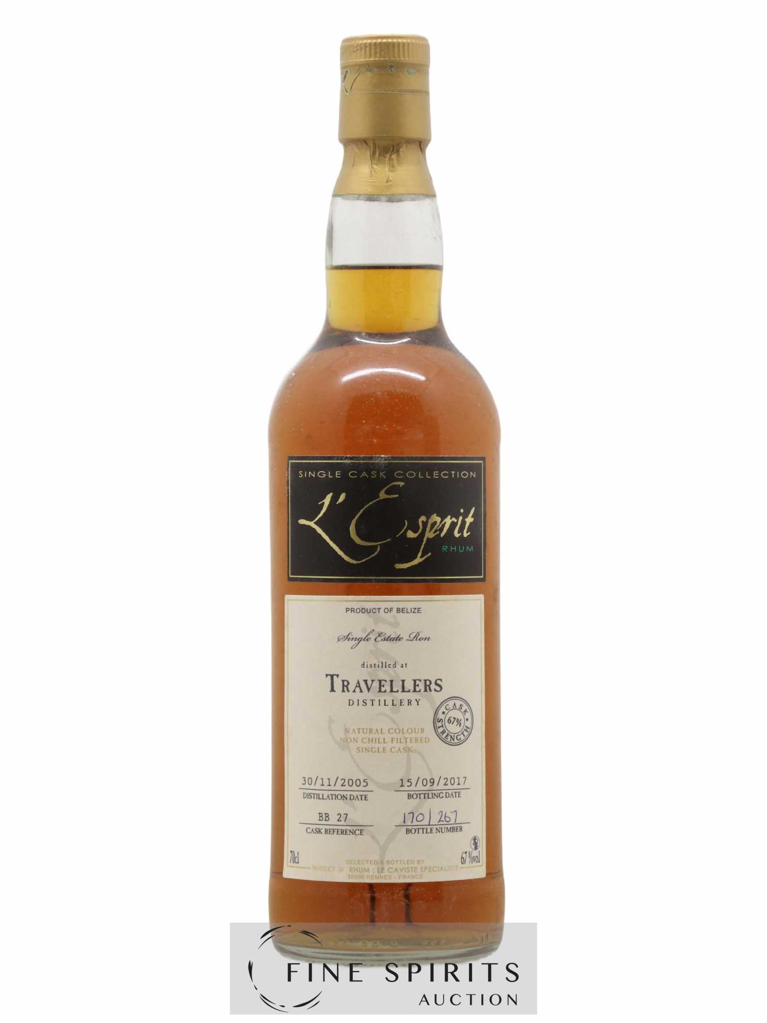 Travellers 2005 Of. L'Esprit Cask n°BB27 - One of 267 - bottled 2017 Whisky & Rhum - Lot de 1 bouteille - 1