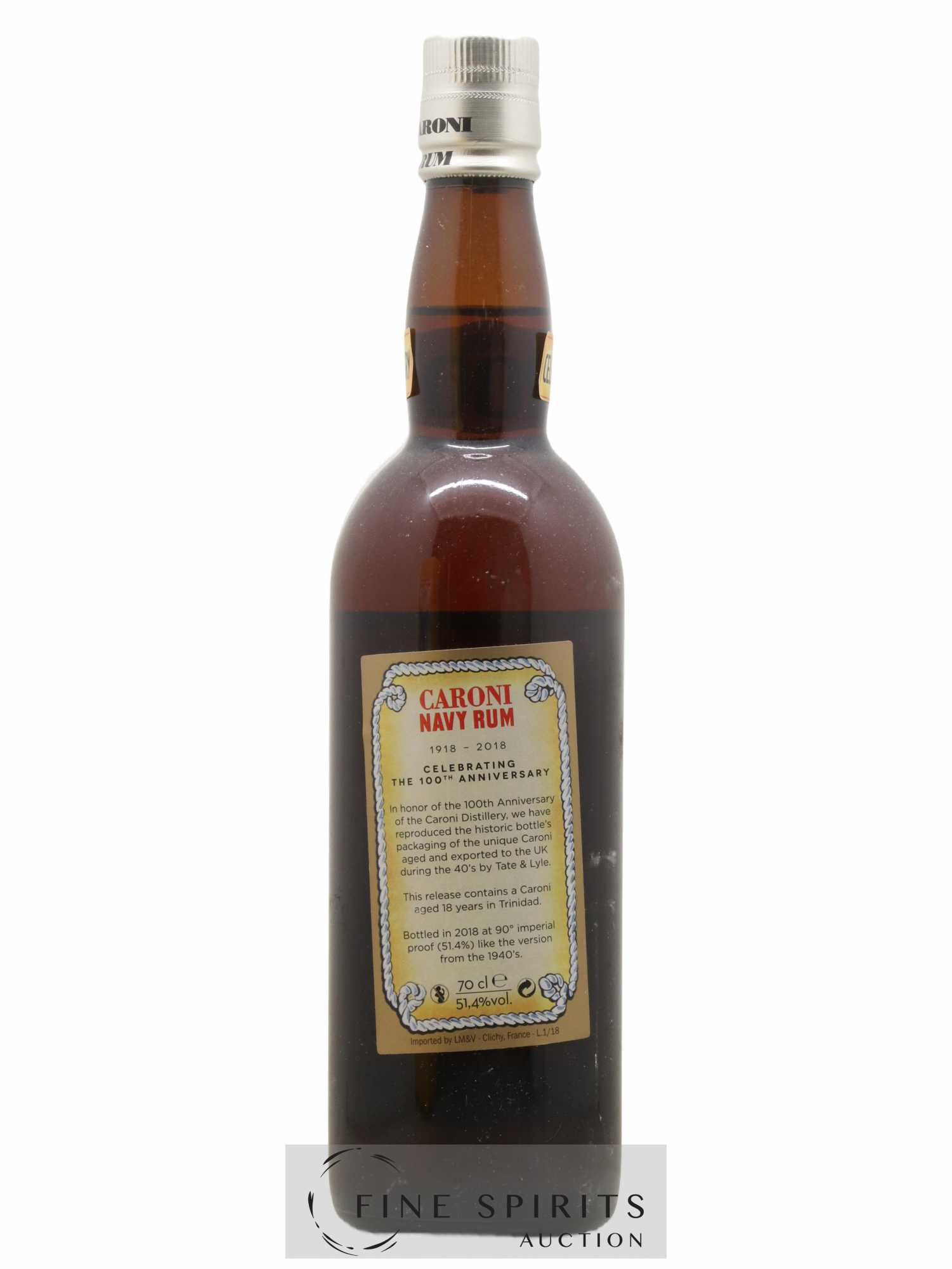 Caroni 18 years Velier Navy Rum 90° Proof - bottled 2018 Celebrating the 100th Anniversary Extra Strong - Lot de 1 bouteille - 2