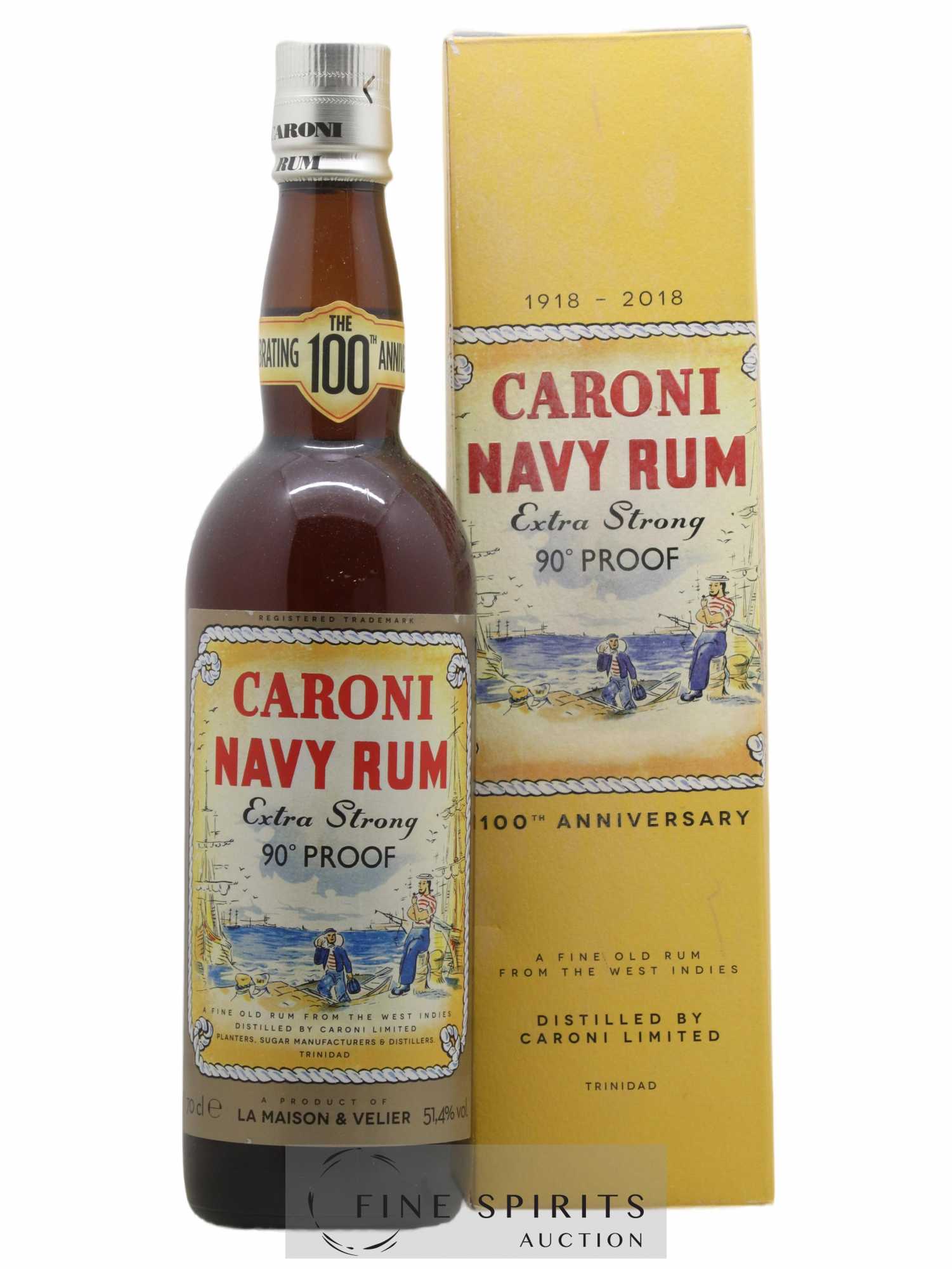 Caroni 18 years Velier Navy Rum 90° Proof - bottled 2018 Celebrating the 100th Anniversary Extra Strong - Posten von 1 Flasche - 0